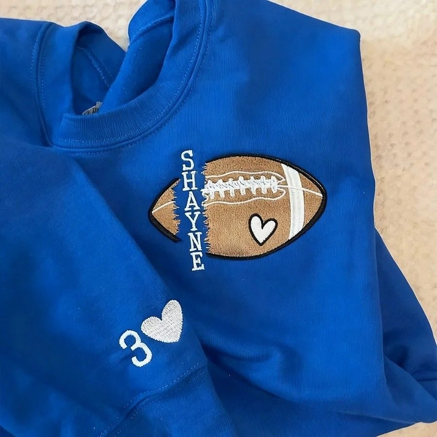 Personalized Embroidered Football Sweatshirt Custom Name and Number