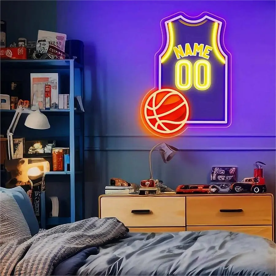 Basketball Jersey Name Neon Sign Custom Led Name Wall Decor Basketball Fans Gifts