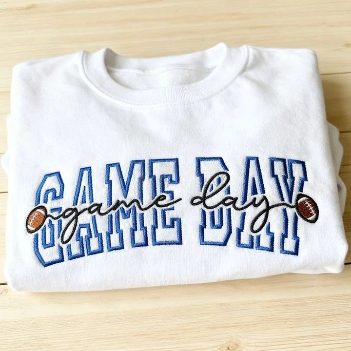 Personalized Football Season Embroidery Game Day Sweatshirt