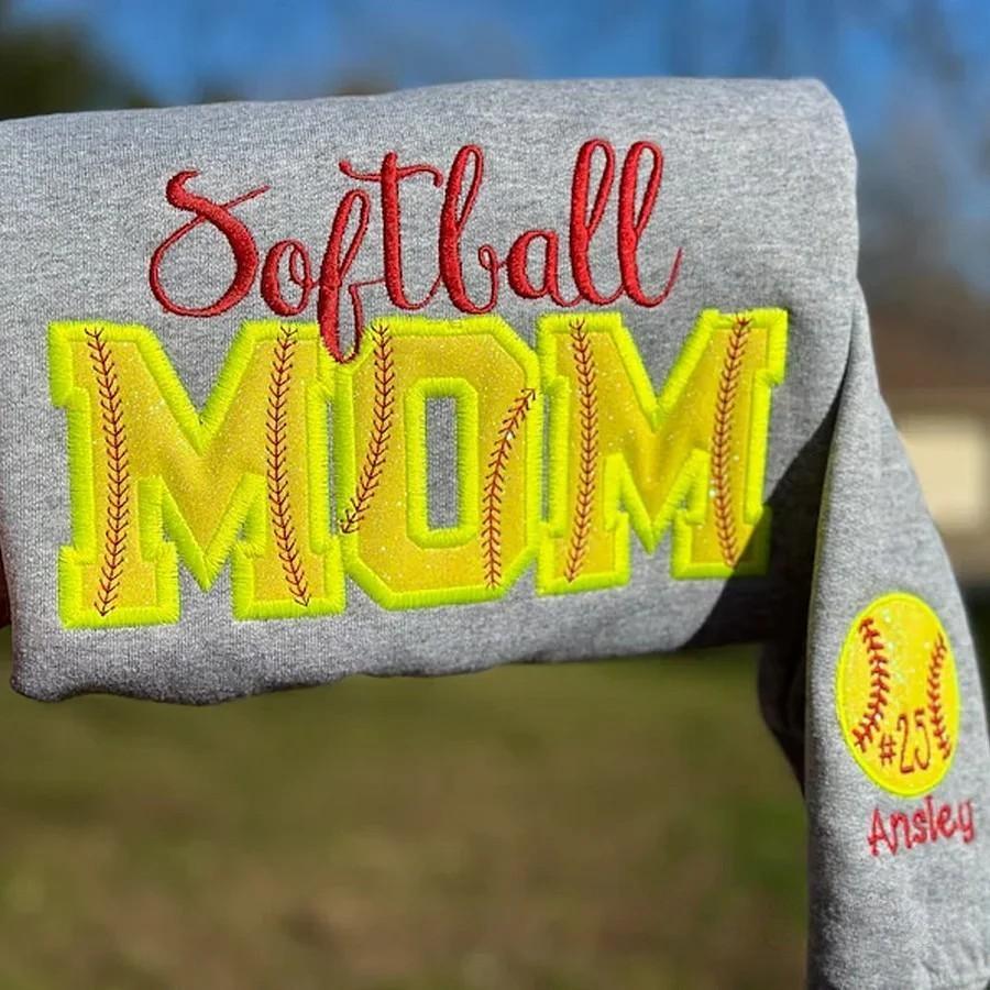 Personalized Embroidered Baseball Softball Mom Sweatshirt Game Day Sweatshirt | Gifts for Sports Mom