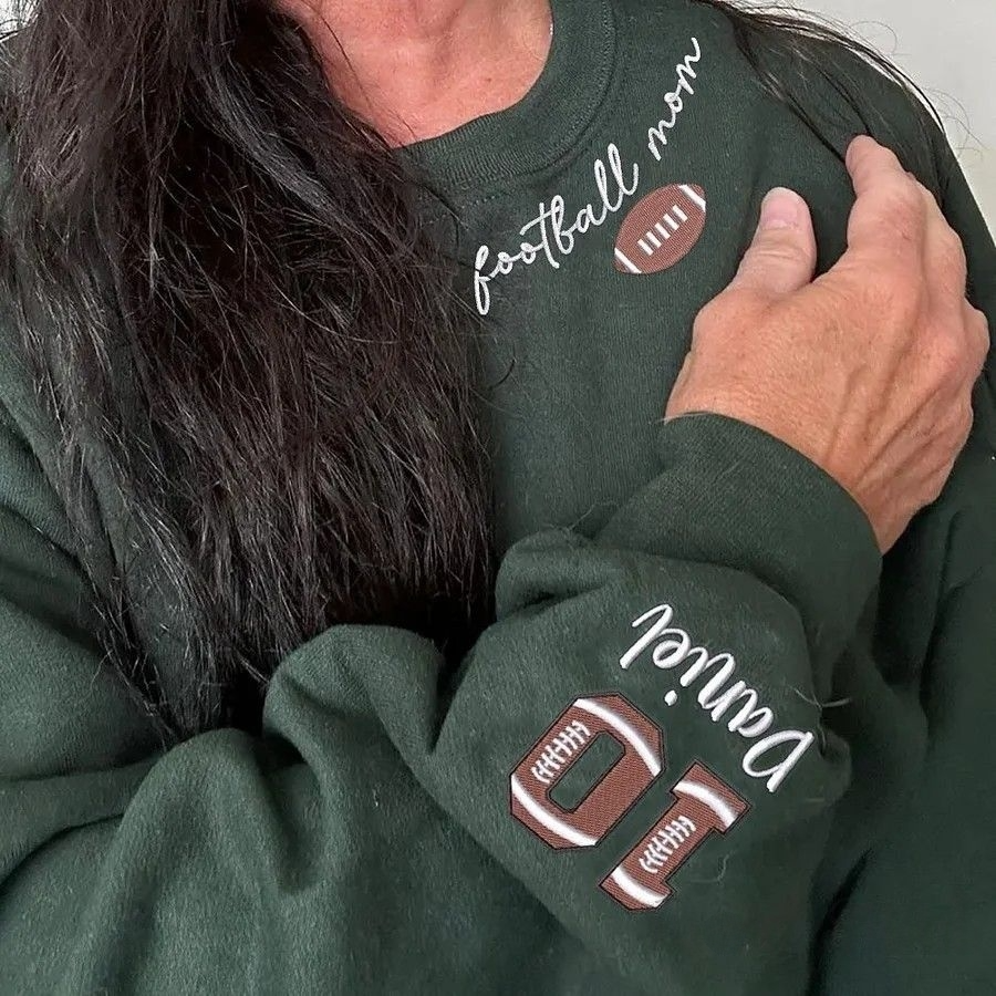 Personalized Embroidered Football Mom Sweatshirt with Name and Number Game Day Apparel