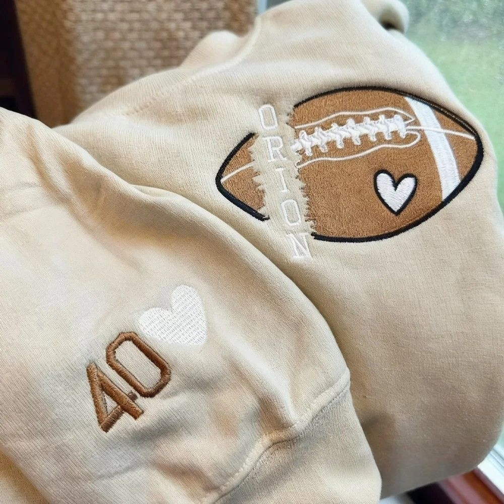 Personalized Embroidered Football Sweatshirt Custom Name and Number