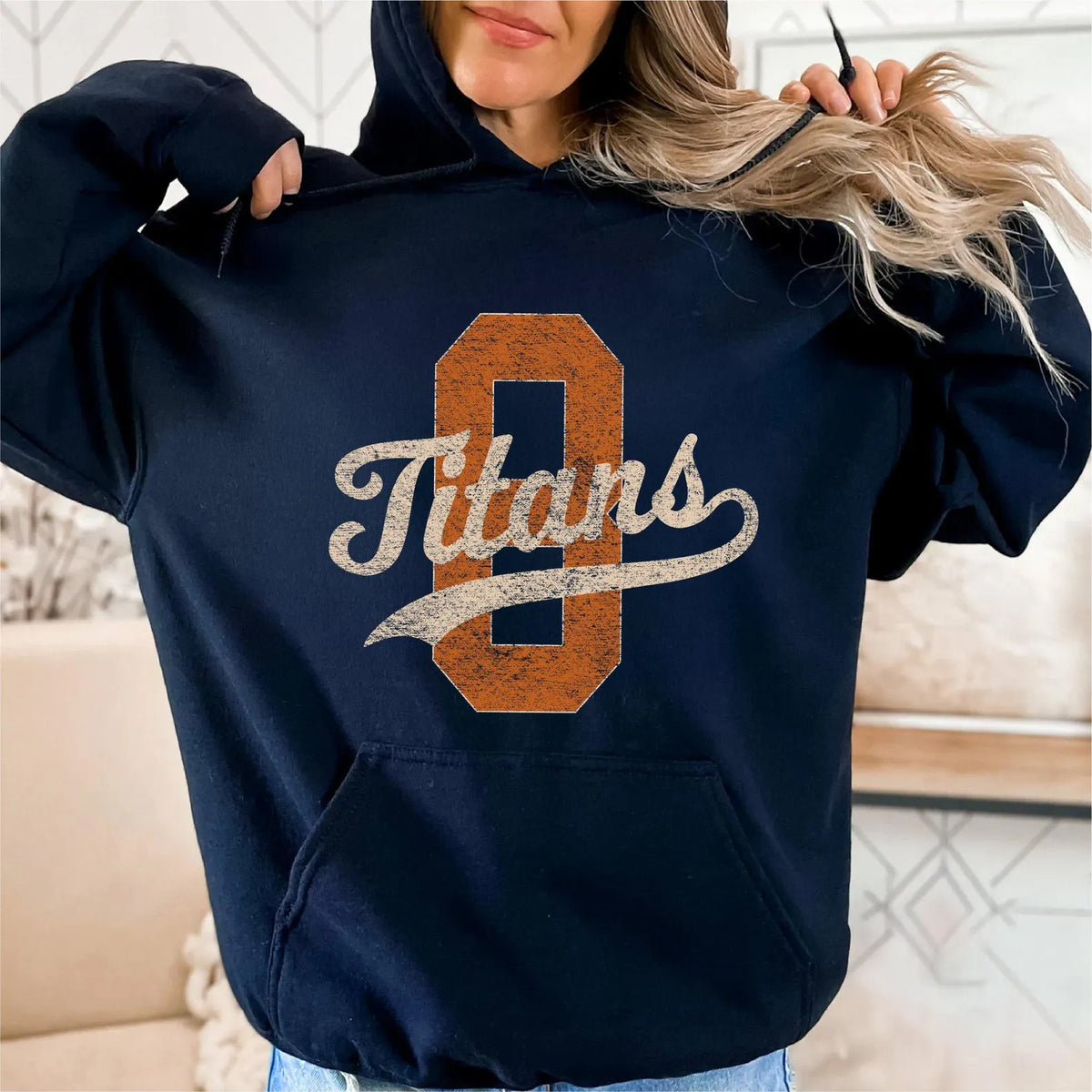 Custom Vintage Sports Jersey Hoodie & Sweatshirt - Personalized Number & Mascot Name Pullover