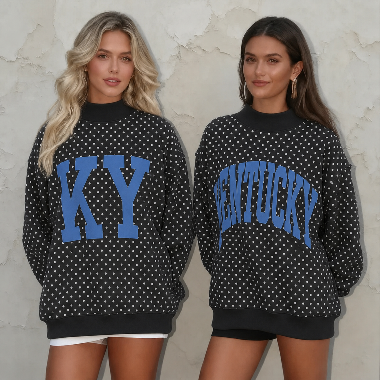 Custom College Print Team Name Stand-up Collar Polka Dot Sweatshirt | Sports Gifts | Game Day Wear