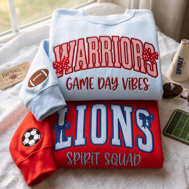 Custom Appliqué embroidery Gameday Sweatshirt – Made for the One Who Cheers Loudest