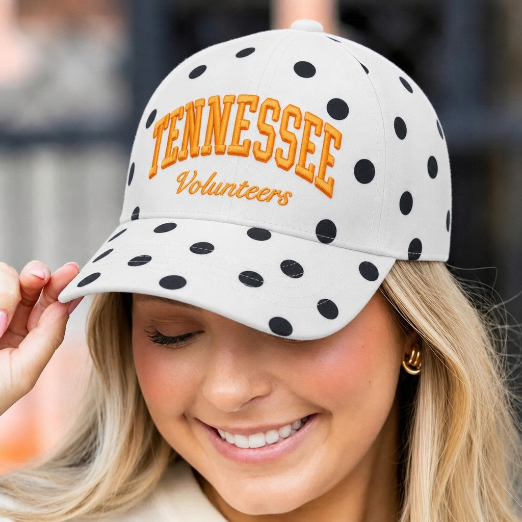 Custom Tennessee Volunteers Polka Dot Vintage Baseball Cap – Two-Tone Retro Dad Hat