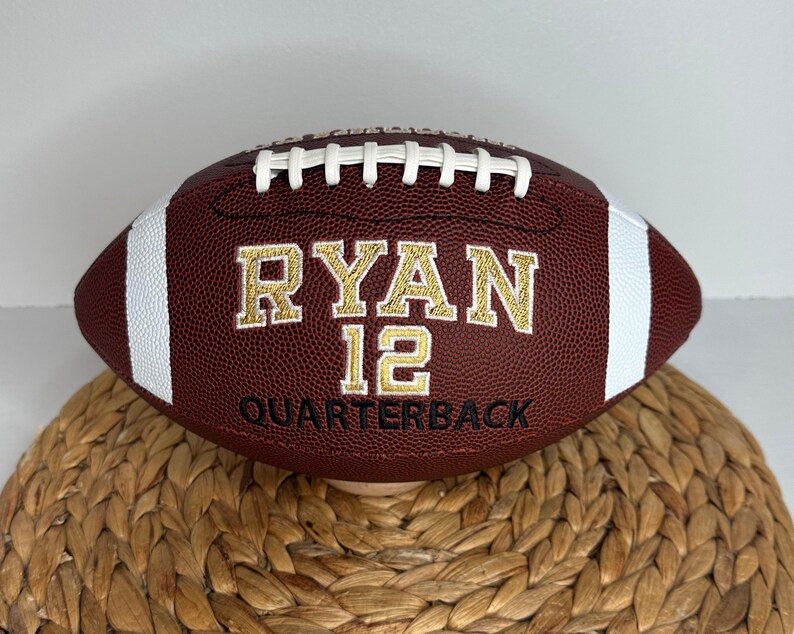 Personalized Embroidered Football - Custom Name & Number Keepsake Ball | Senior Night, Graduation & Team Gift