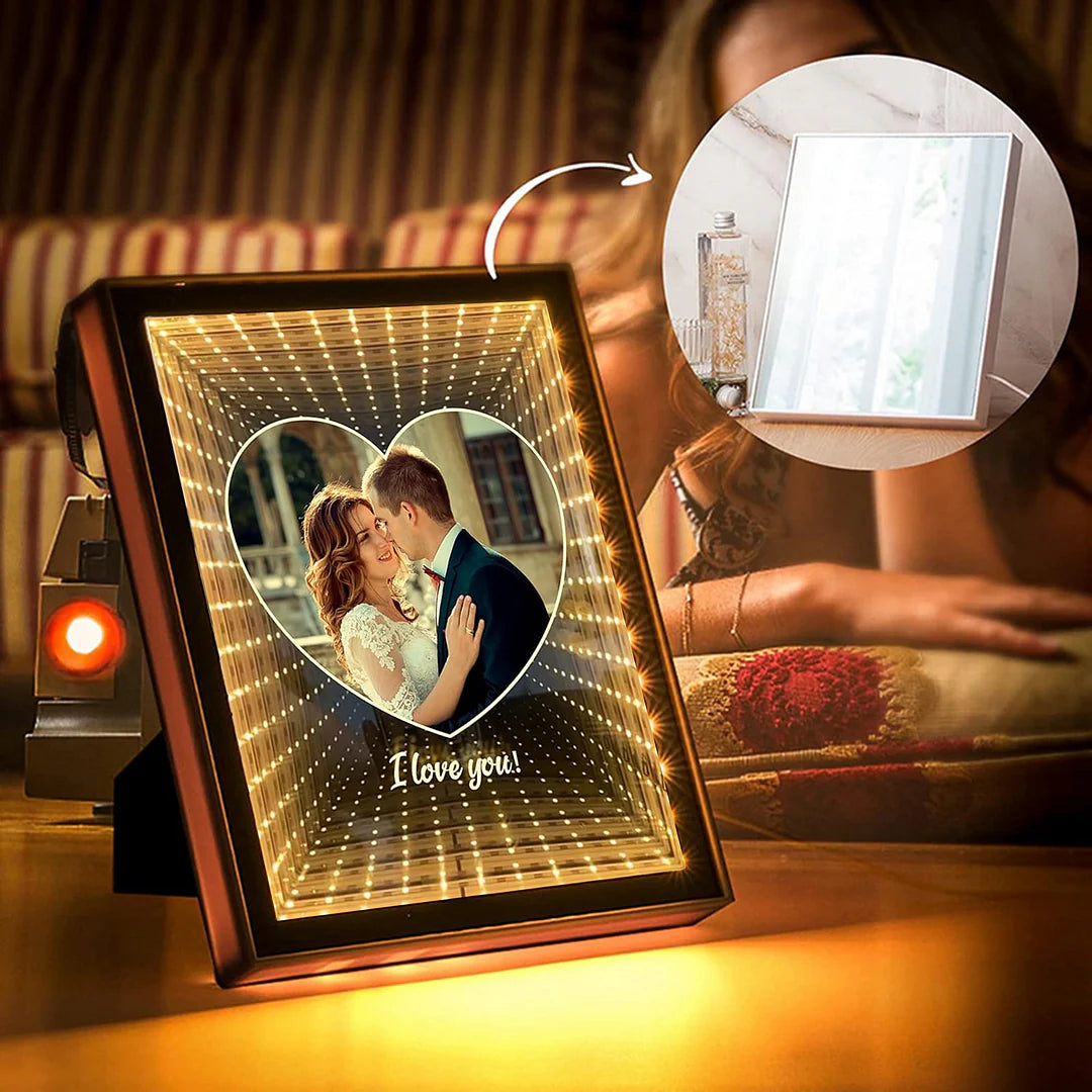 Custom Couple Photo Love Corridor Mirror Lamp