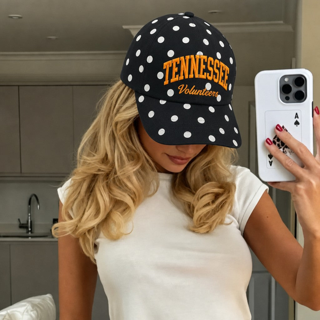 Custom Tennessee Volunteers Polka Dot Vintage Baseball Cap – Two-Tone Retro Dad Hat