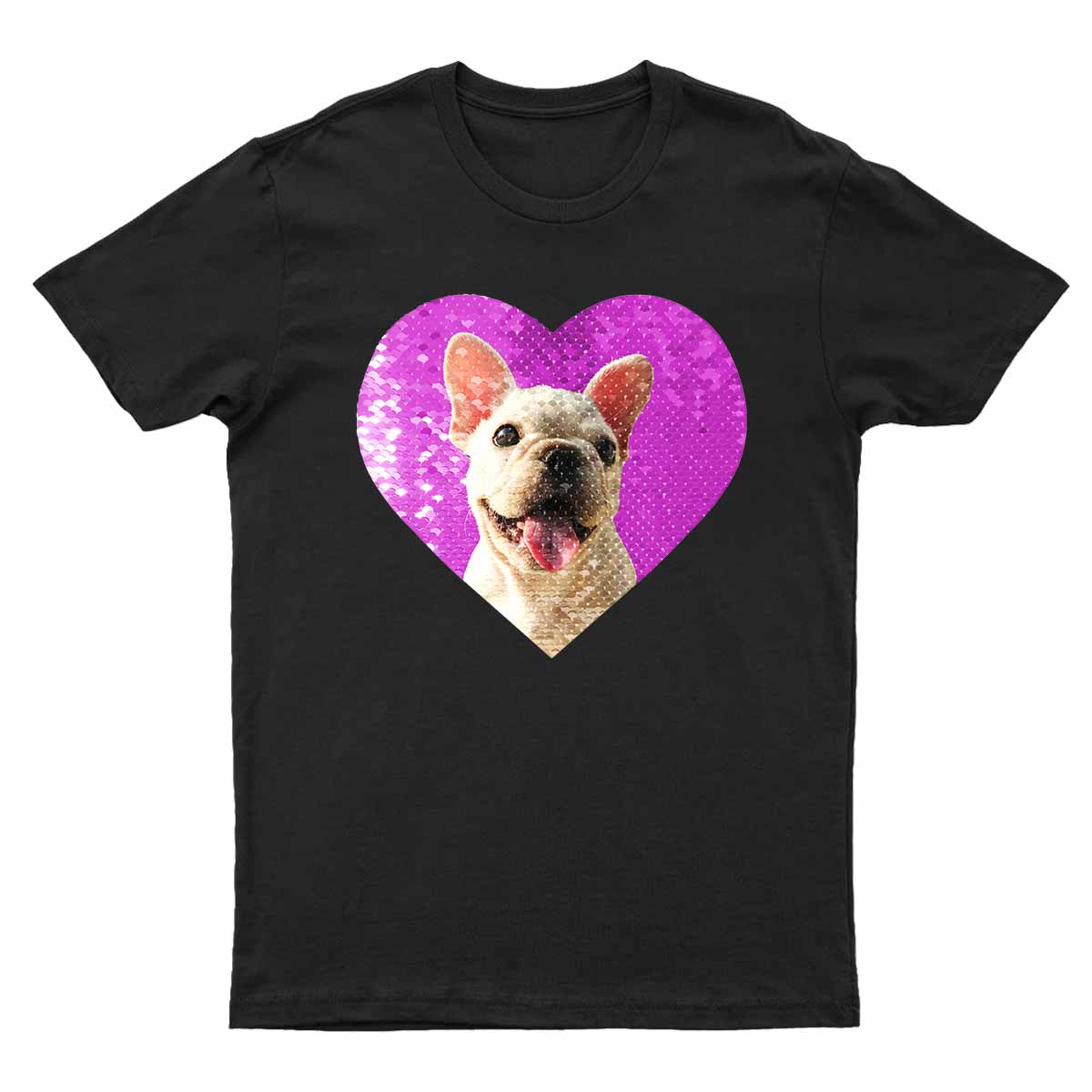 Custom Pet Photo Flip Sequin T-Shirt | For Pet Lover