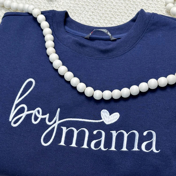 Custom Embroidered Boy Mama Sweatshirt ,Personalized Gift for Mama | Mother's Day Gift