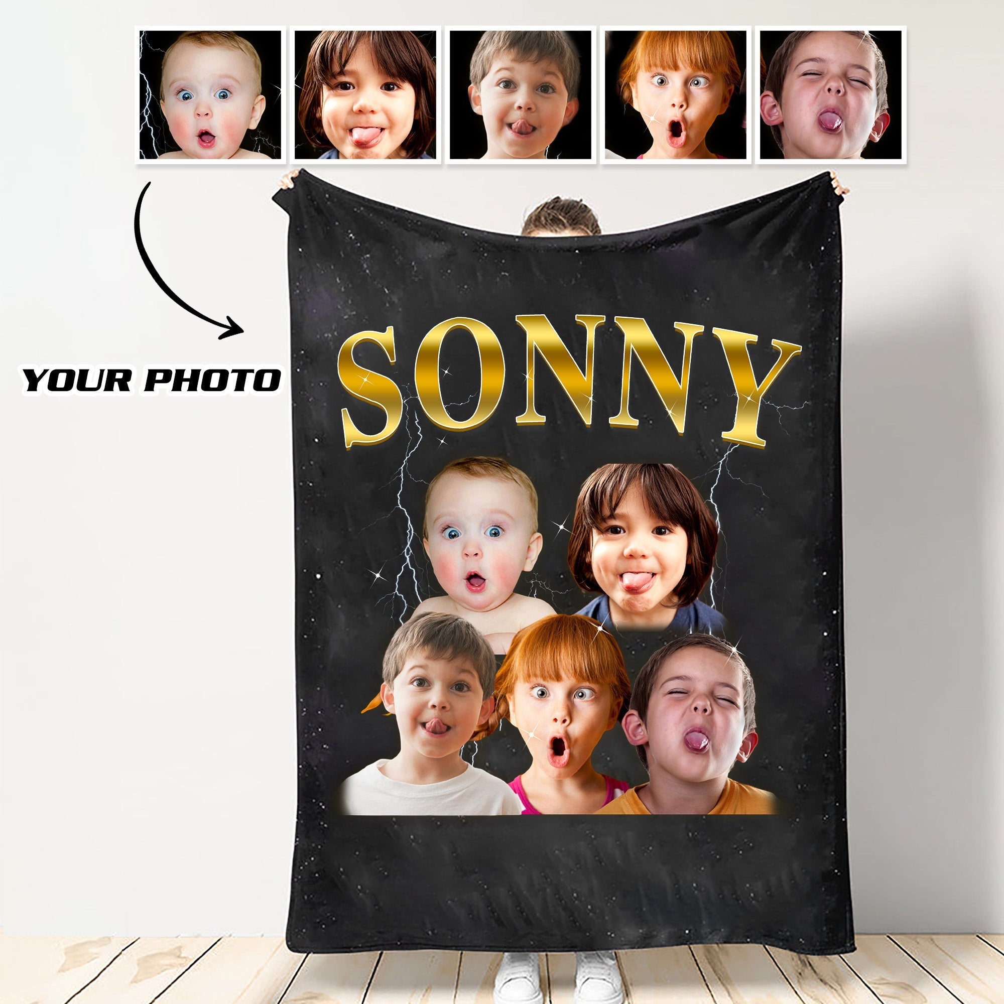 Custom Personalized Photo Vintage Blanket For Baby