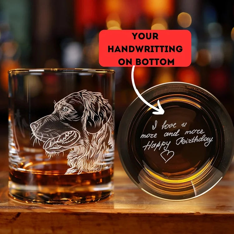 Personalized Pet Portrait on Whiskey Glass