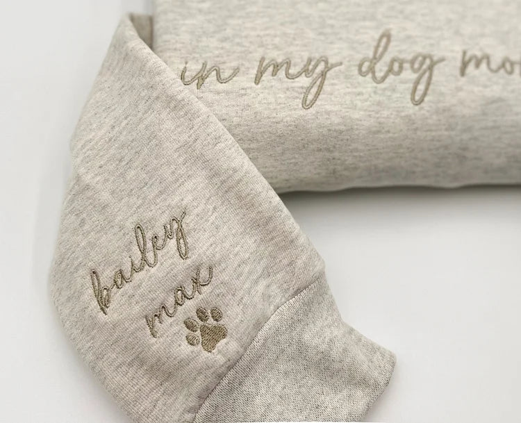 Custom Embroidered In My Dog Mom Era W-Dog Sweatshirt with Name On Sleeve