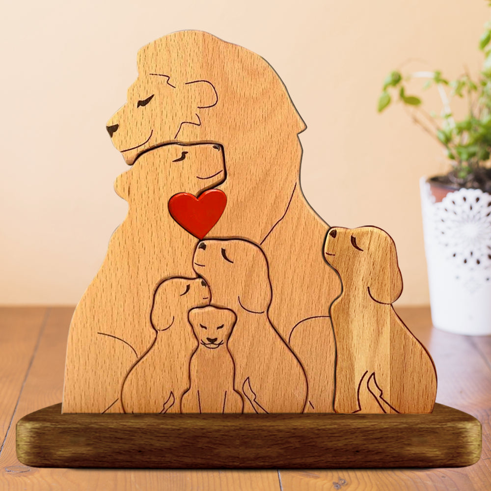 Personalized Lion Wooden Puzzle Family - Wooden Pet Carvings | Gift for Mom, Dad