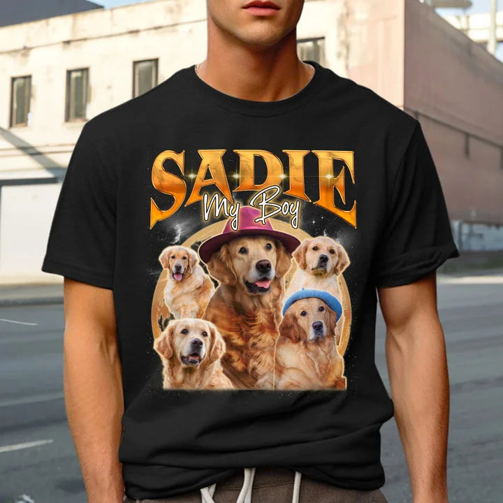 Custom Pet Face Vintage Printing Vintage Hip Hop T-shirt Sweatshirt Hoodie | for Pet Lover