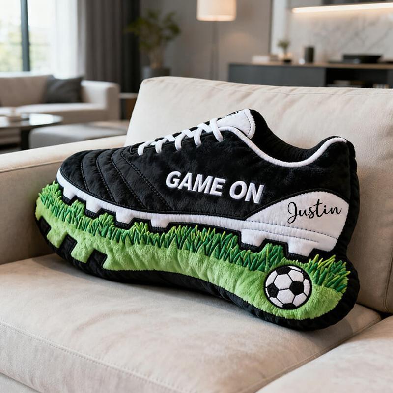 Personalized Graphic3DPrint Game On Soccer Shoe Pillow with Custom Name for Sports Enthusiasts