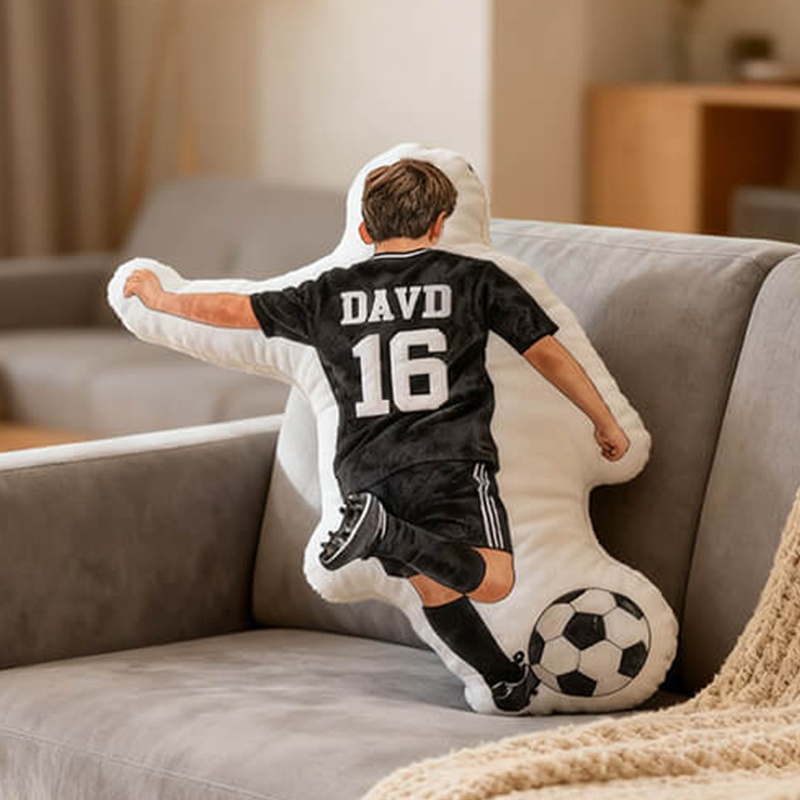 Personalized Soccer Player Pillow with Custom Name and Number