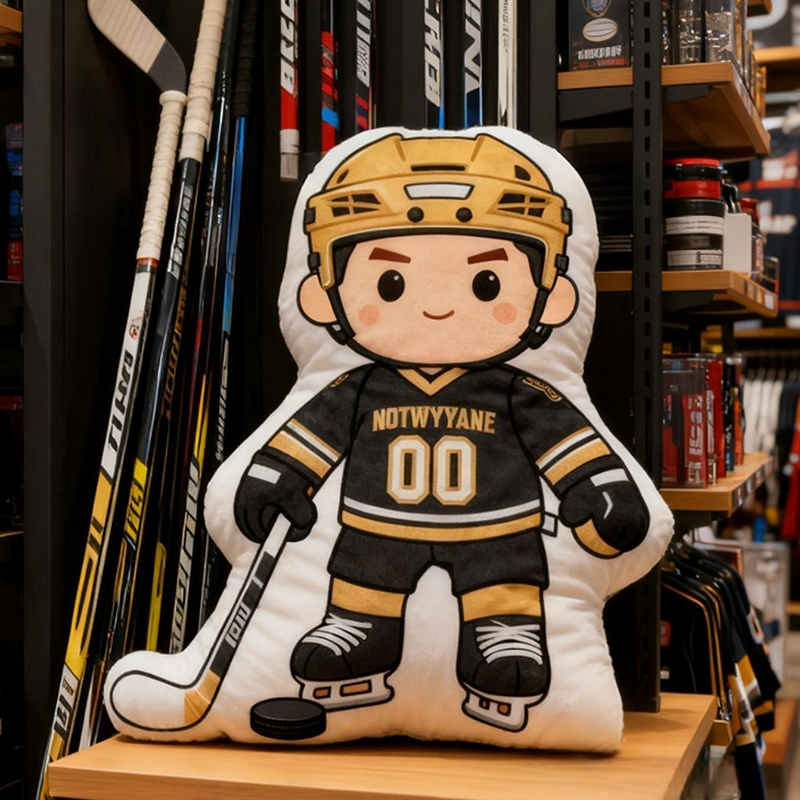 Personalized Ice Hockey Player Pillow with Custom Name and Number Perfect for Fans of All Ages