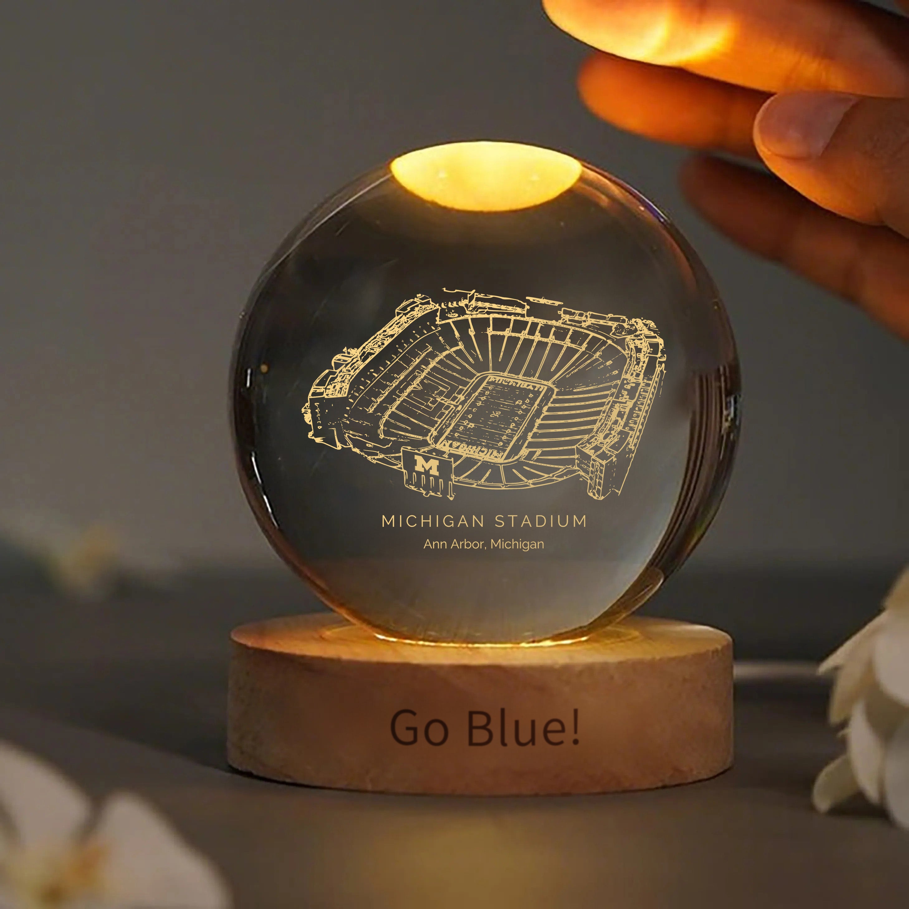 Michigan Stadium 3D Spherical Crystal Ball Lamp | Game Day, Christmas for Sports Fans