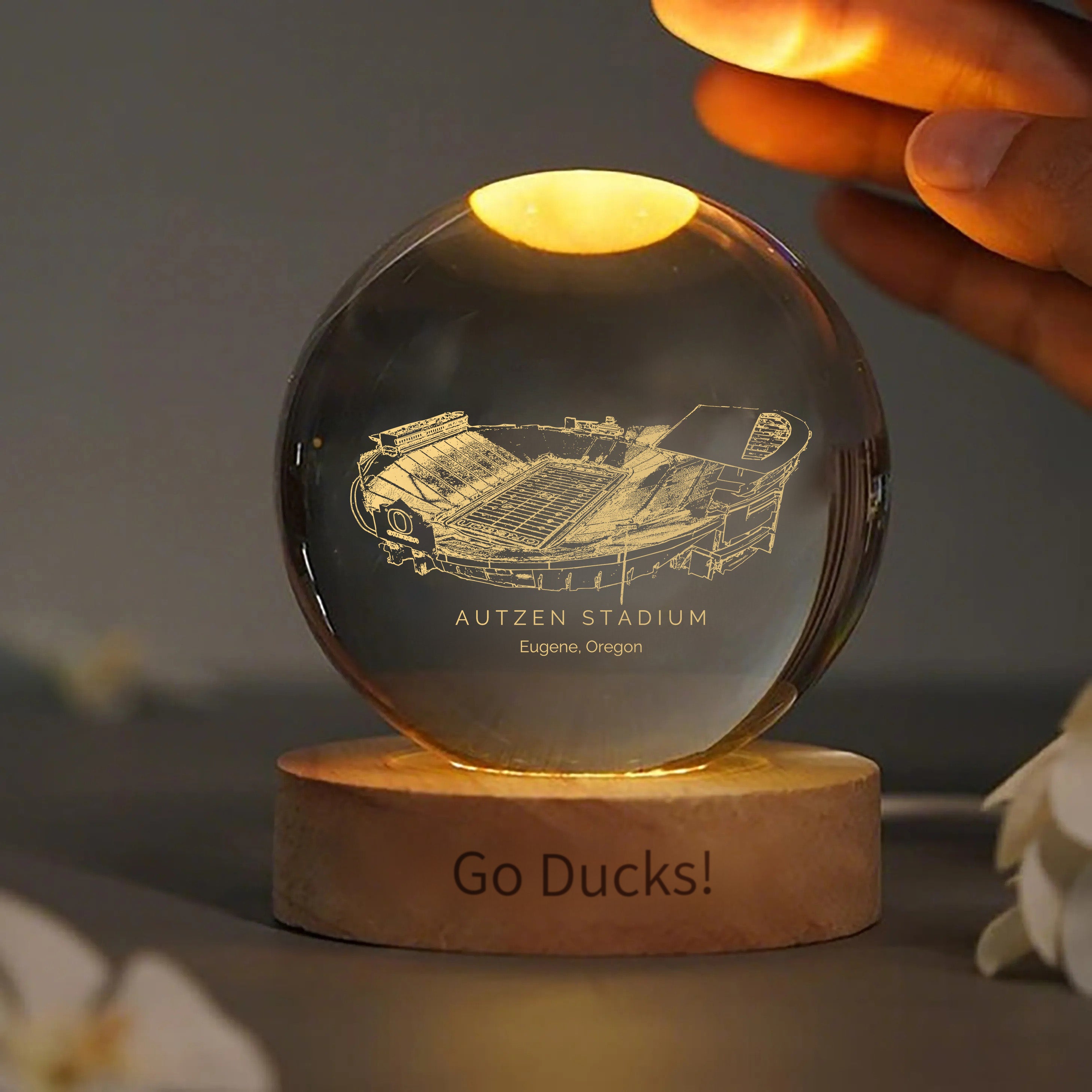 Autzen Stadium 3D Spherical Crystal Ball Lamp | Game Day, Christmas for Sports Fans
