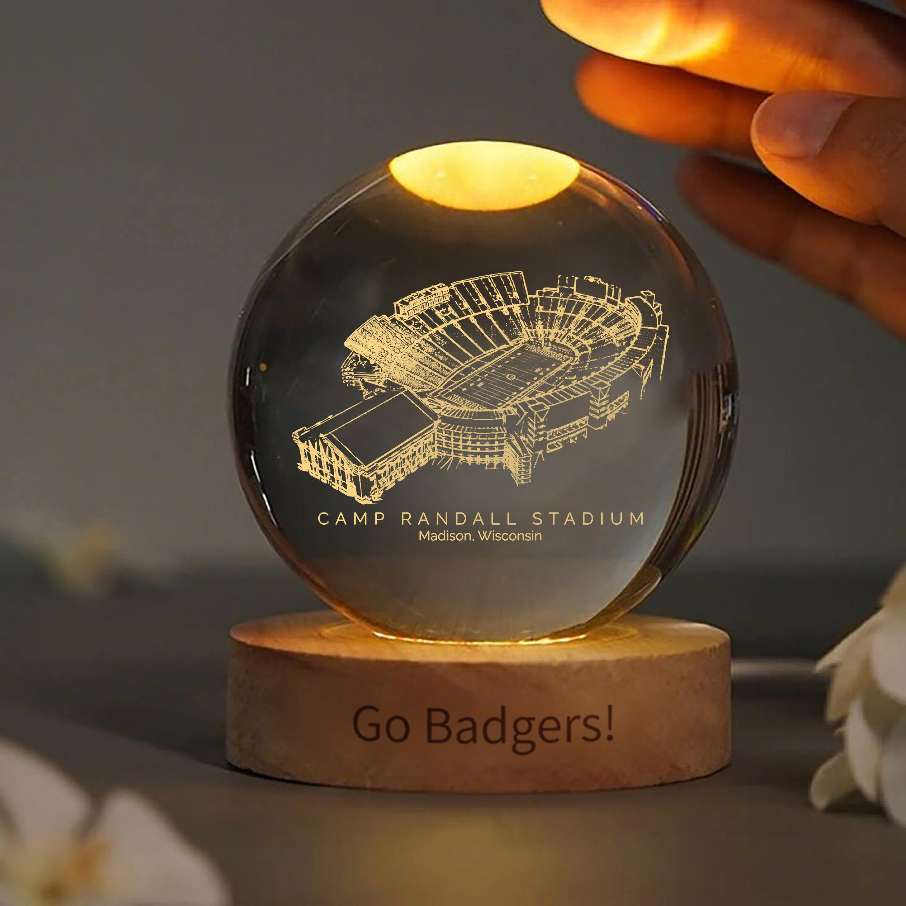 Custom Stadium 3D Spherical Crystal Ball Lamp | Game Day, Christmas for Sports Fans