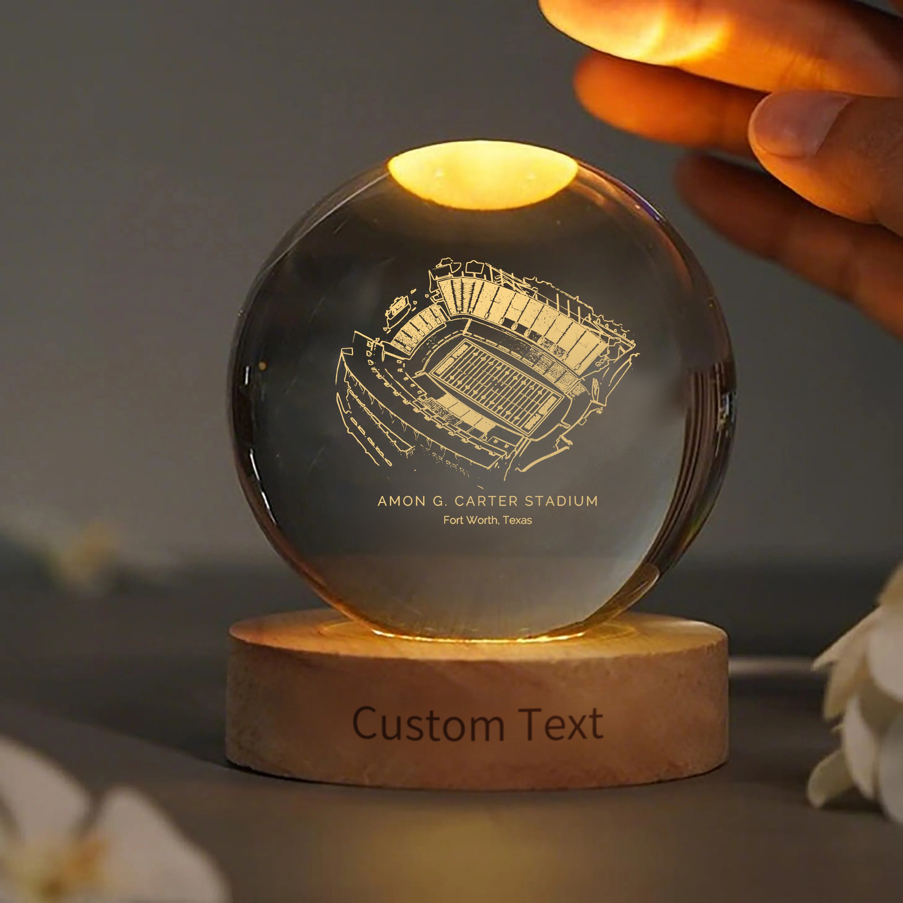 Amon G. Carter Stadium 3D Spherical Crystal Ball Lamp | Game Day, Christmas for Sports Fans