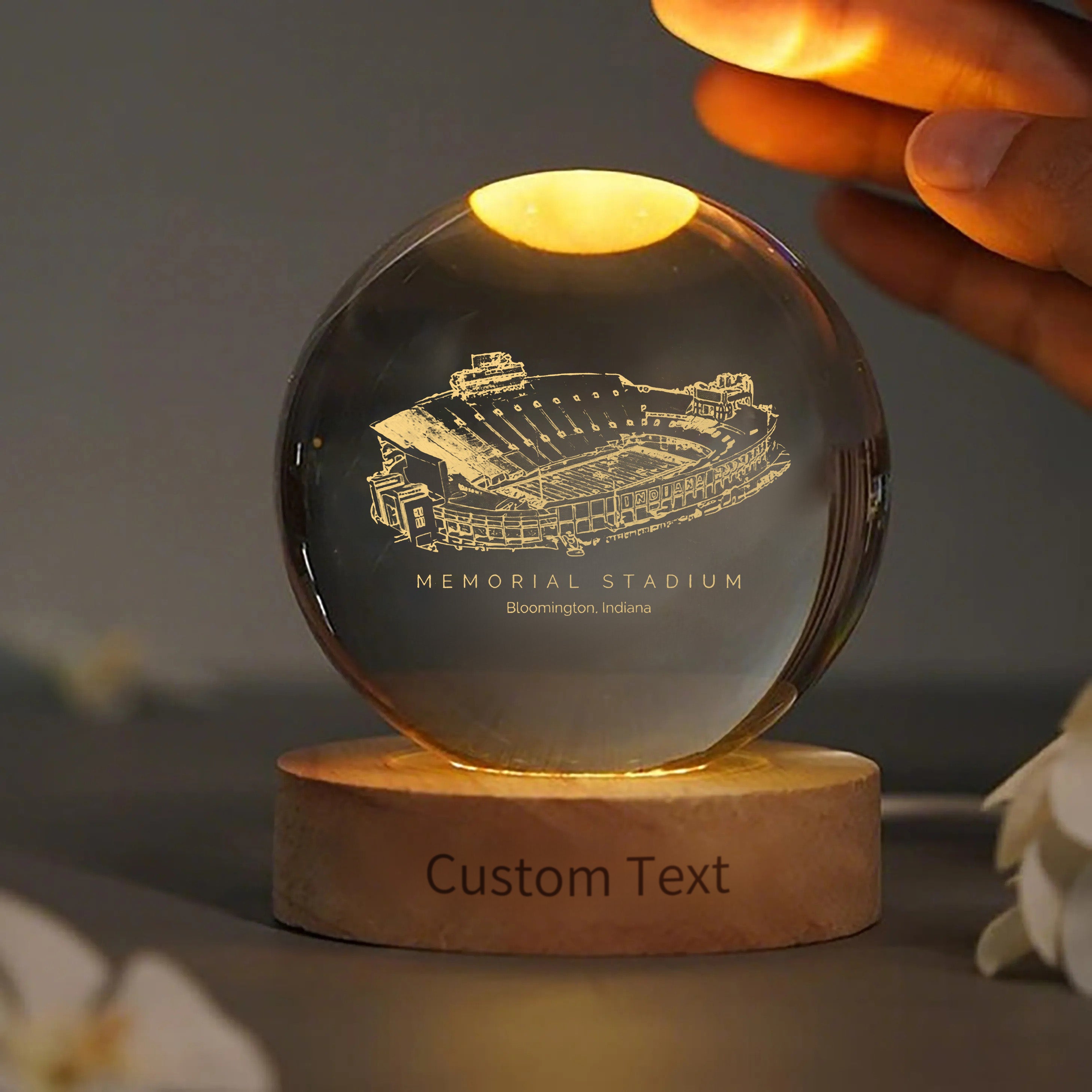 Memorial Stadium (Indiana) 3D Spherical Crystal Ball Lamp | Game Day, Christmas for Sports Fans