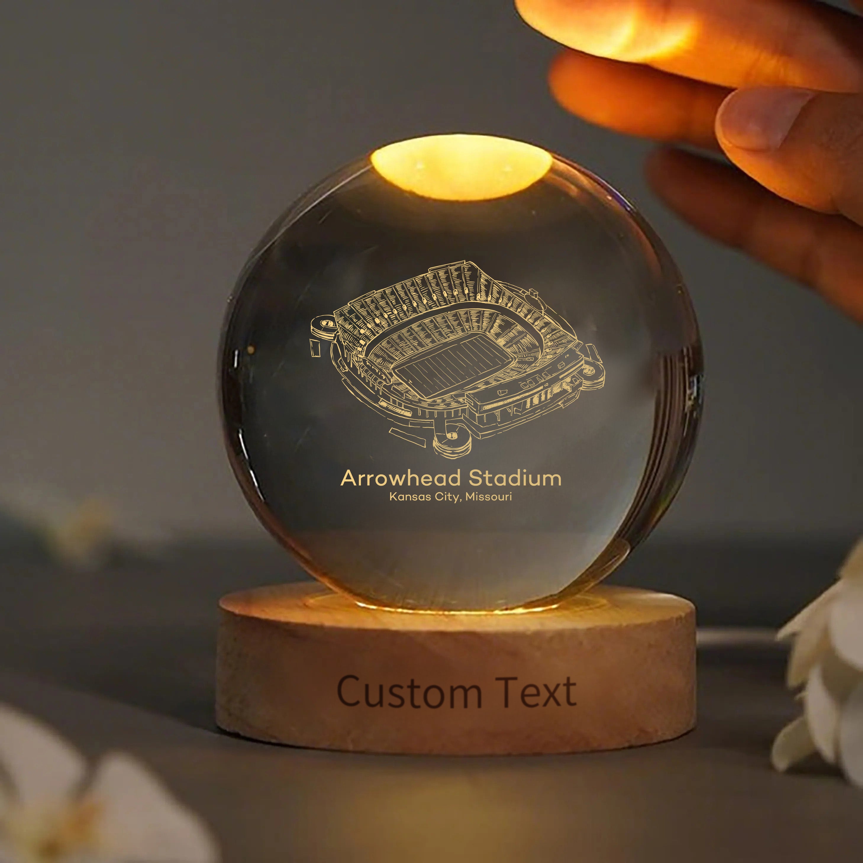 Arrowhead Stadium 3D Spherical Crystal Ball Lamp | Game Day, Christmas for Sports Fans