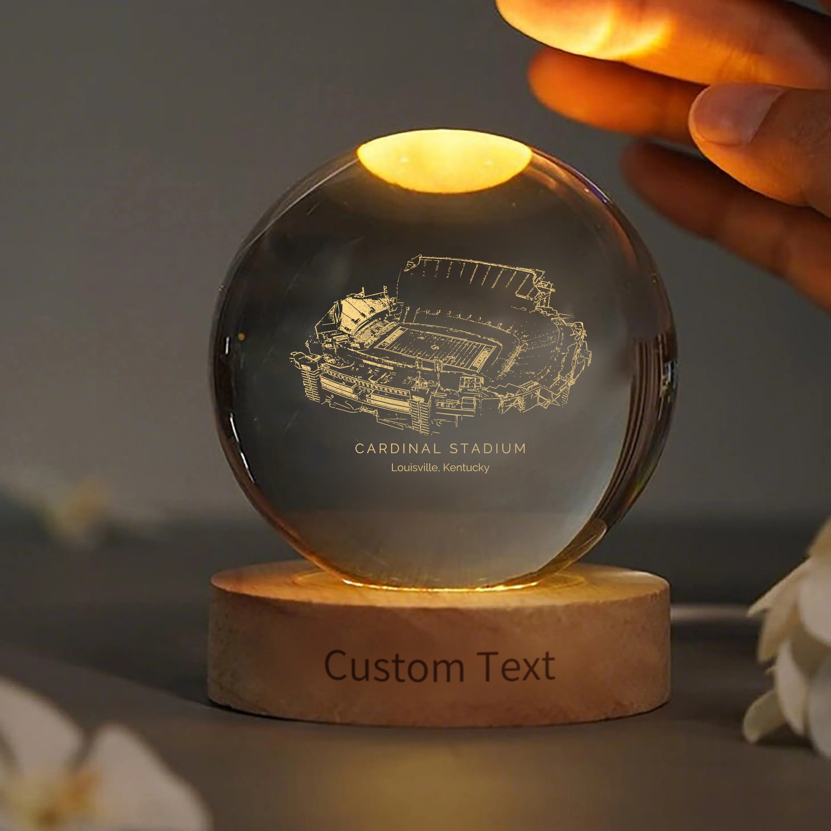 Cardinal Stadium 3D Spherical Crystal Ball Lamp | Game Day, Christmas for Sports Fans