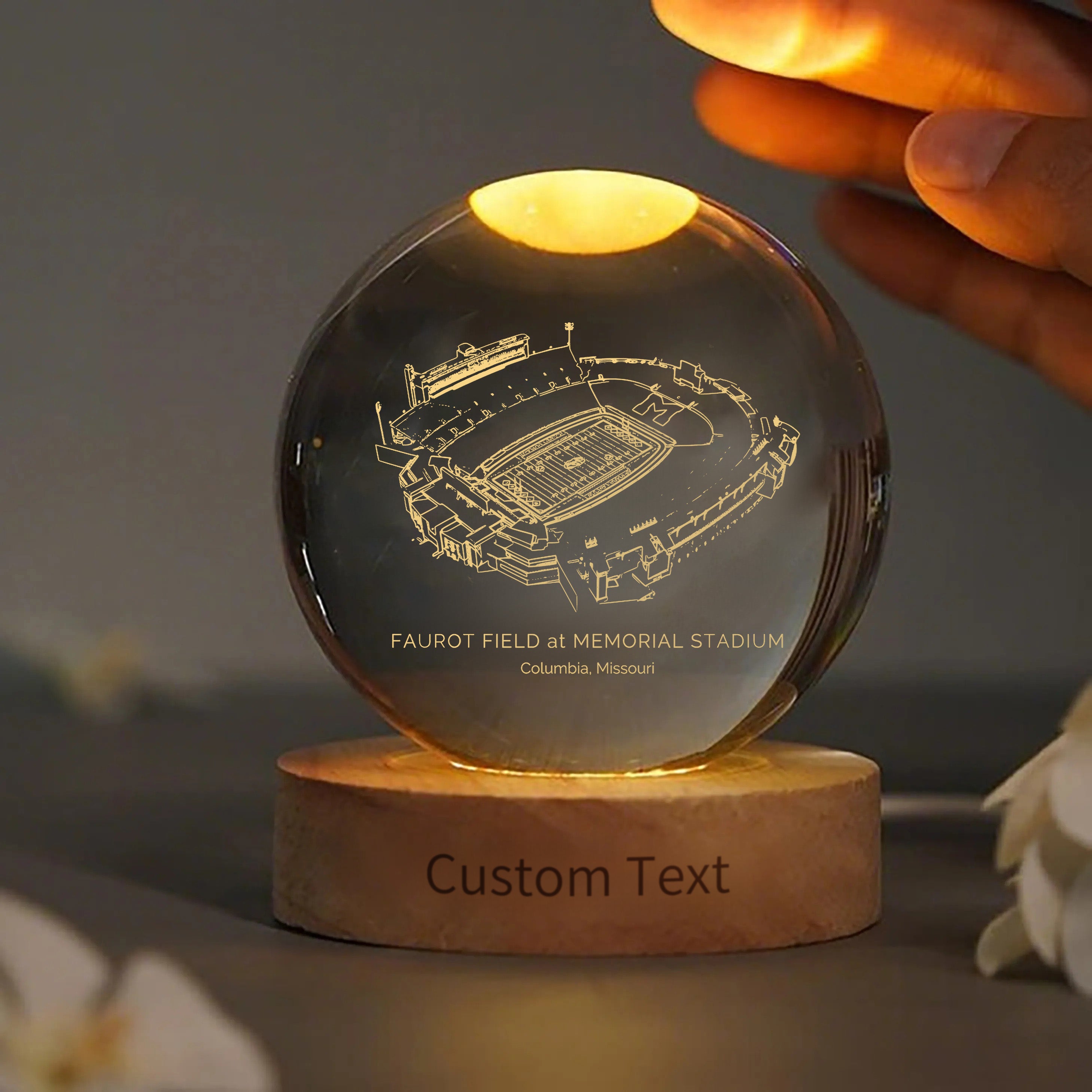 Faurot Field at Memorial Stadium 3D Spherical Crystal Ball Lamp | Game Day, Christmas for Sports Fans