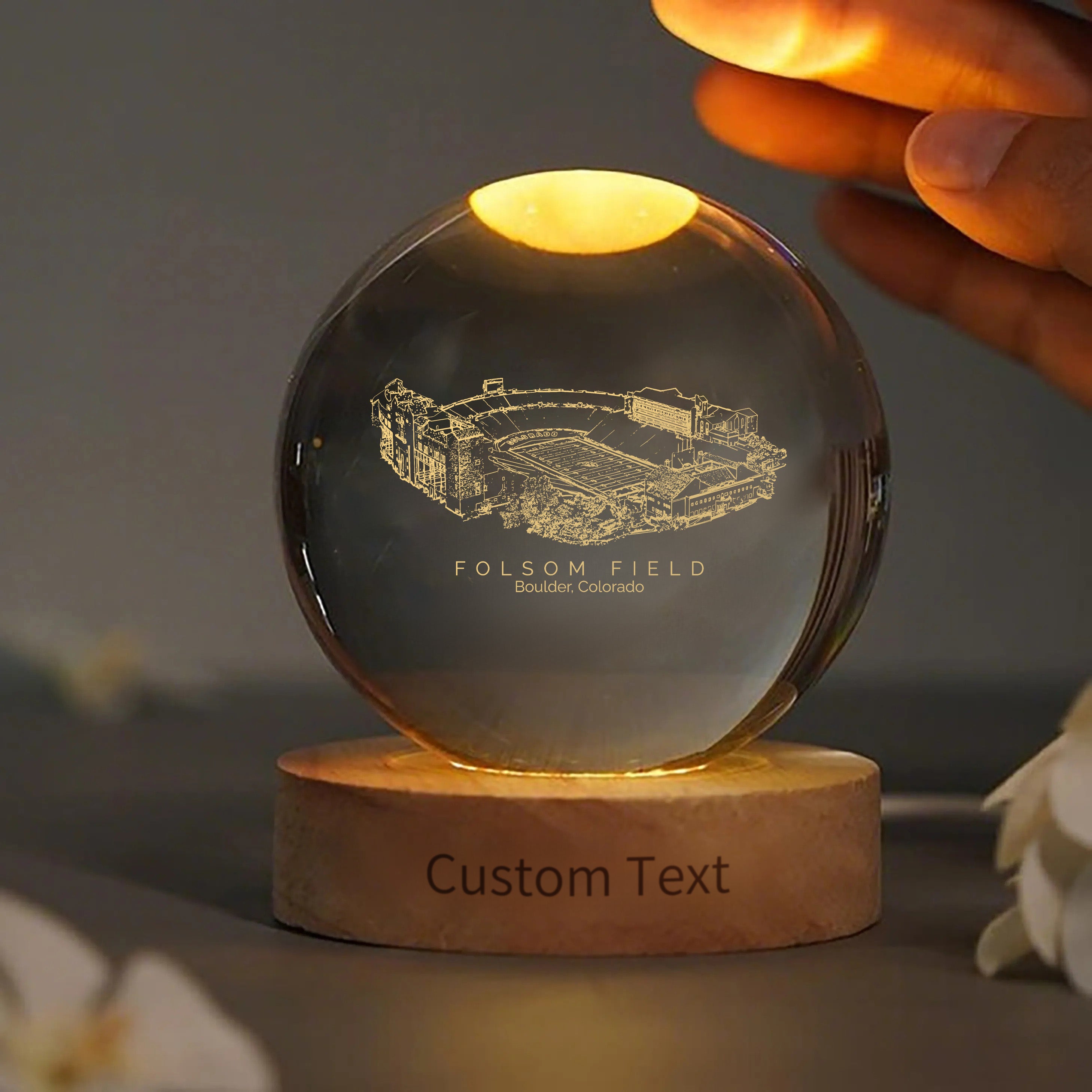 Folsom Field 3D Spherical Crystal Ball Lamp | Game Day, Christmas for Sports Fans
