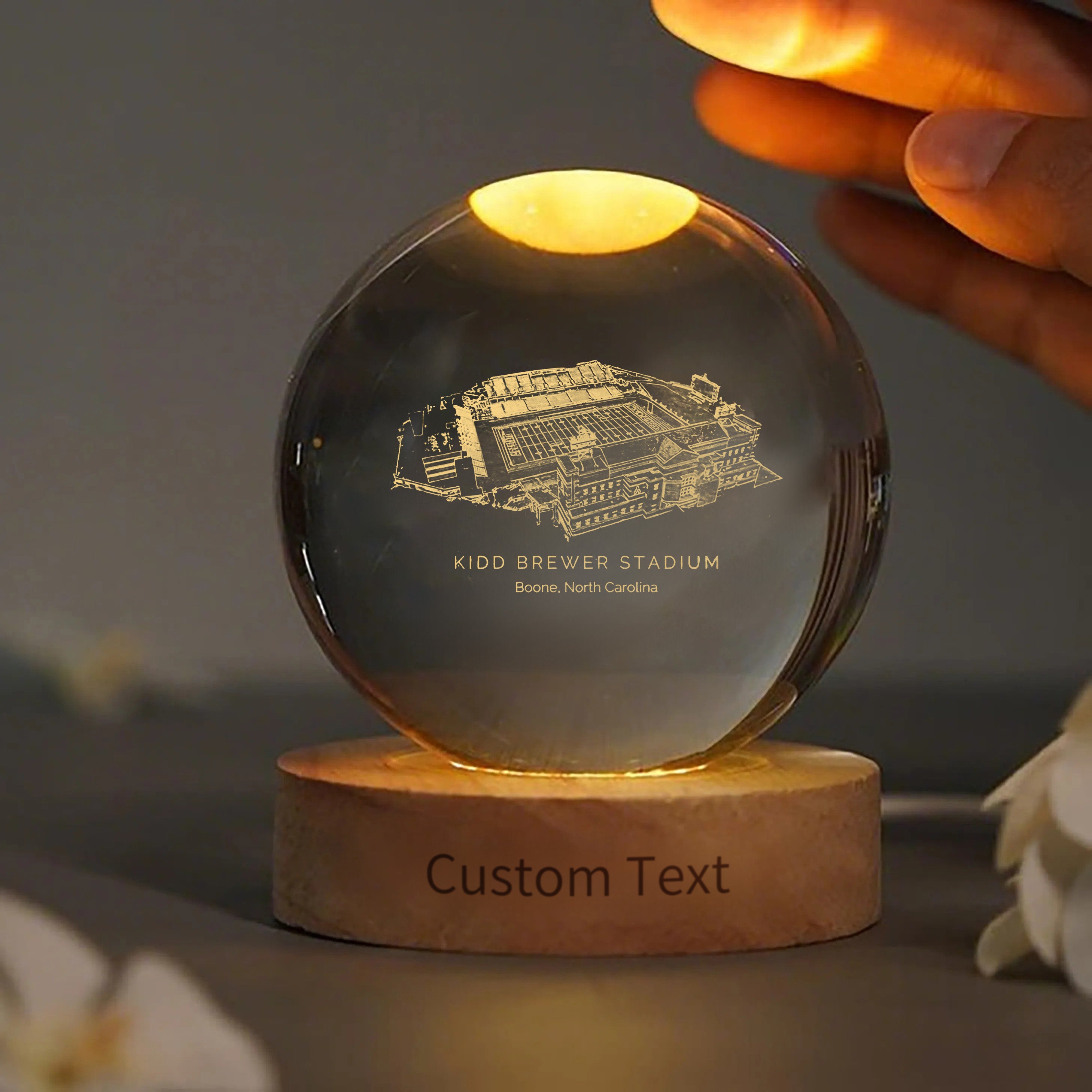 Kidd Brewer Stadium 3D Spherical Crystal Ball Lamp | Game Day, Christmas for Sports Fans
