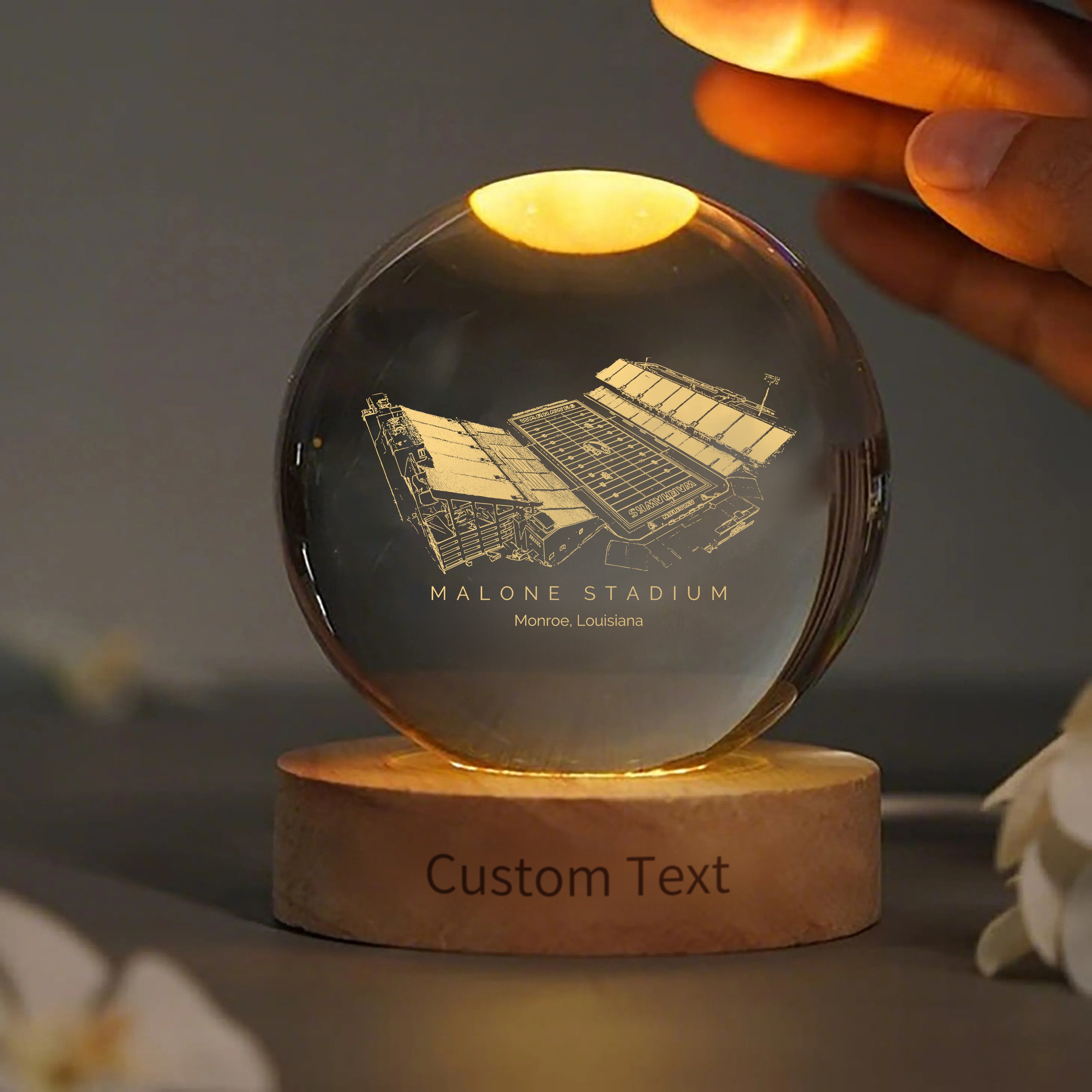 Malone Stadium 3D Spherical Crystal Ball Lamp | Game Day, Christmas for Sports Fans