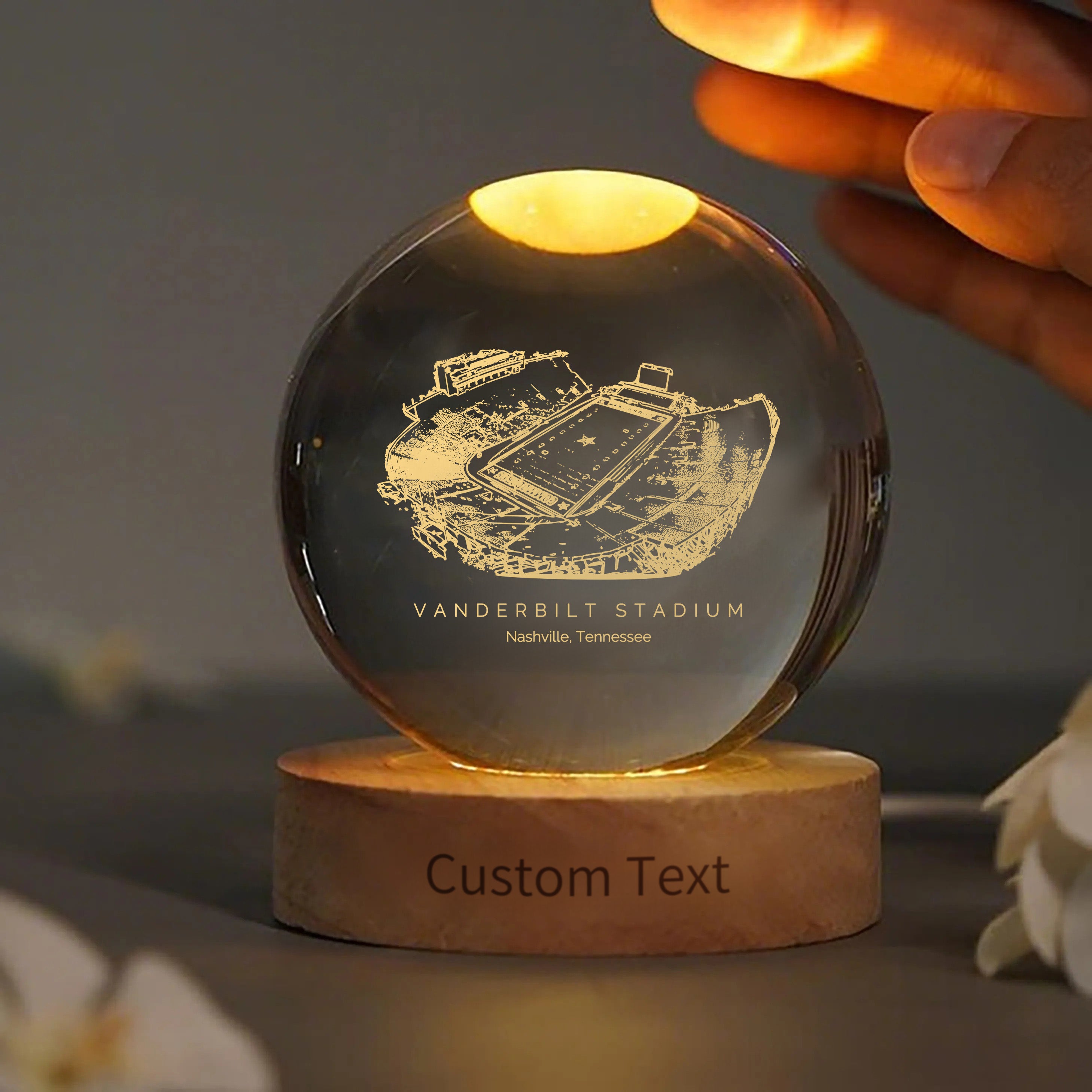Vanderbilt Stadium 3D Spherical Crystal Ball Lamp | Game Day, Christmas for Sports Fans