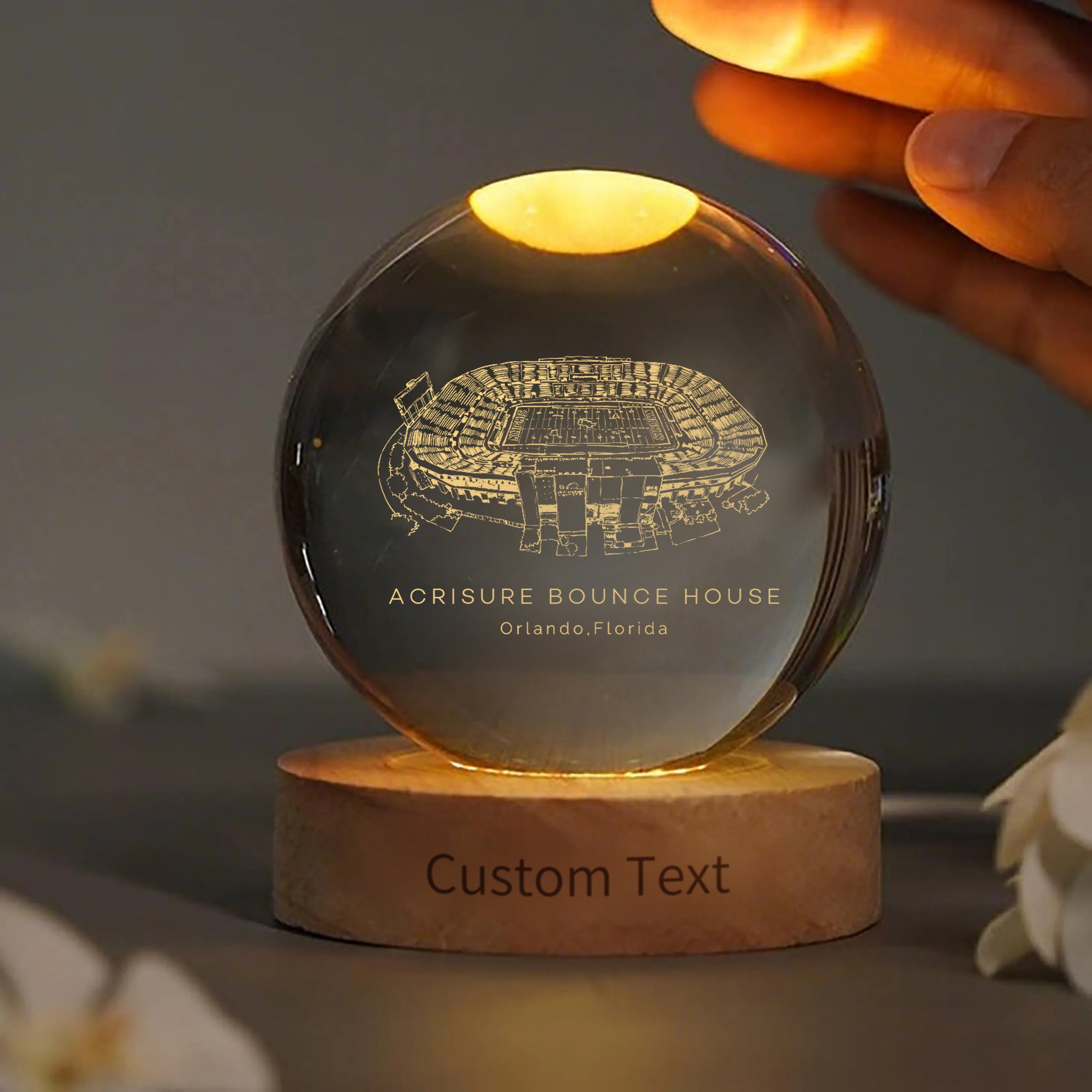 Acrisure Bounce House 3D Spherical Crystal Ball Lamp | Game Day, Christmas for Sports Fans