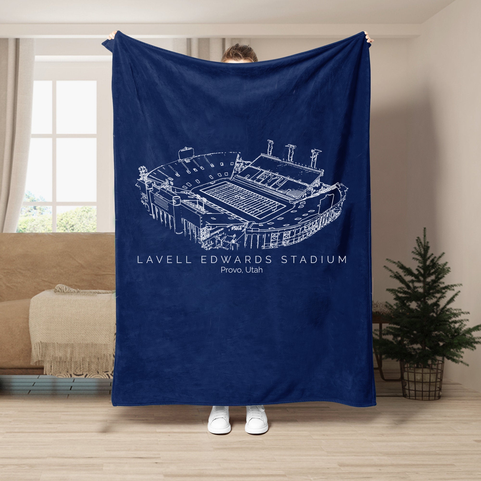 Custom Stadium Blanket LaVell Edwards Stadium - BYU Cougars football,College Football Blanket