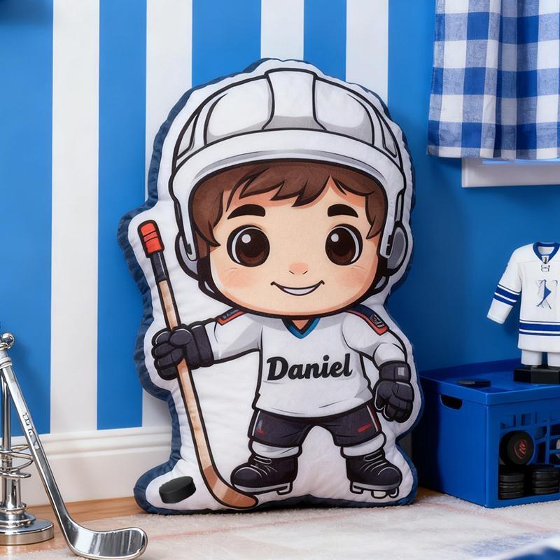 Personalized Hockey Player Pillow with Custom Name Perfect for Young Hockey Fans