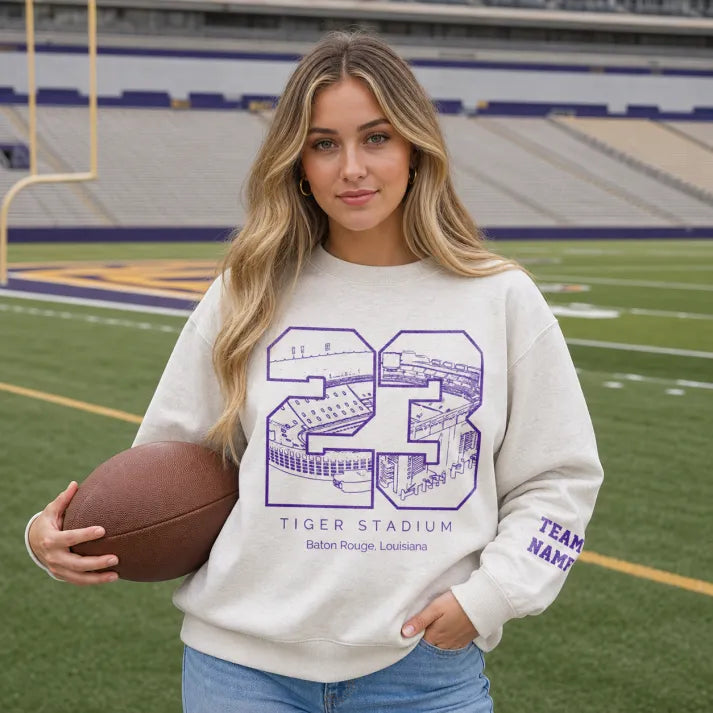 Tiger Stadium - College Football Number Crewneck Sweatshirt