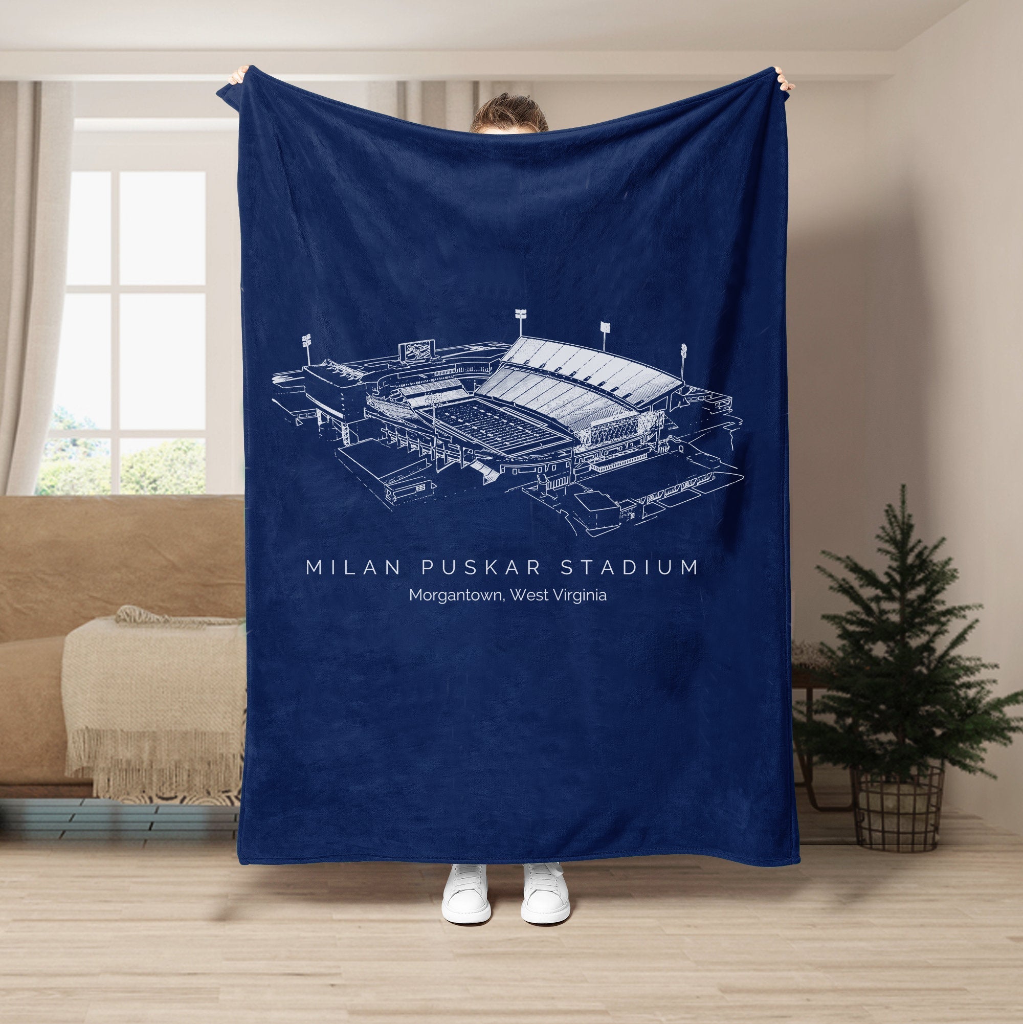 Custom Stadium Blanket Milan Puskar Stadium - West Virginia Mountaineers football, College Football Blanket