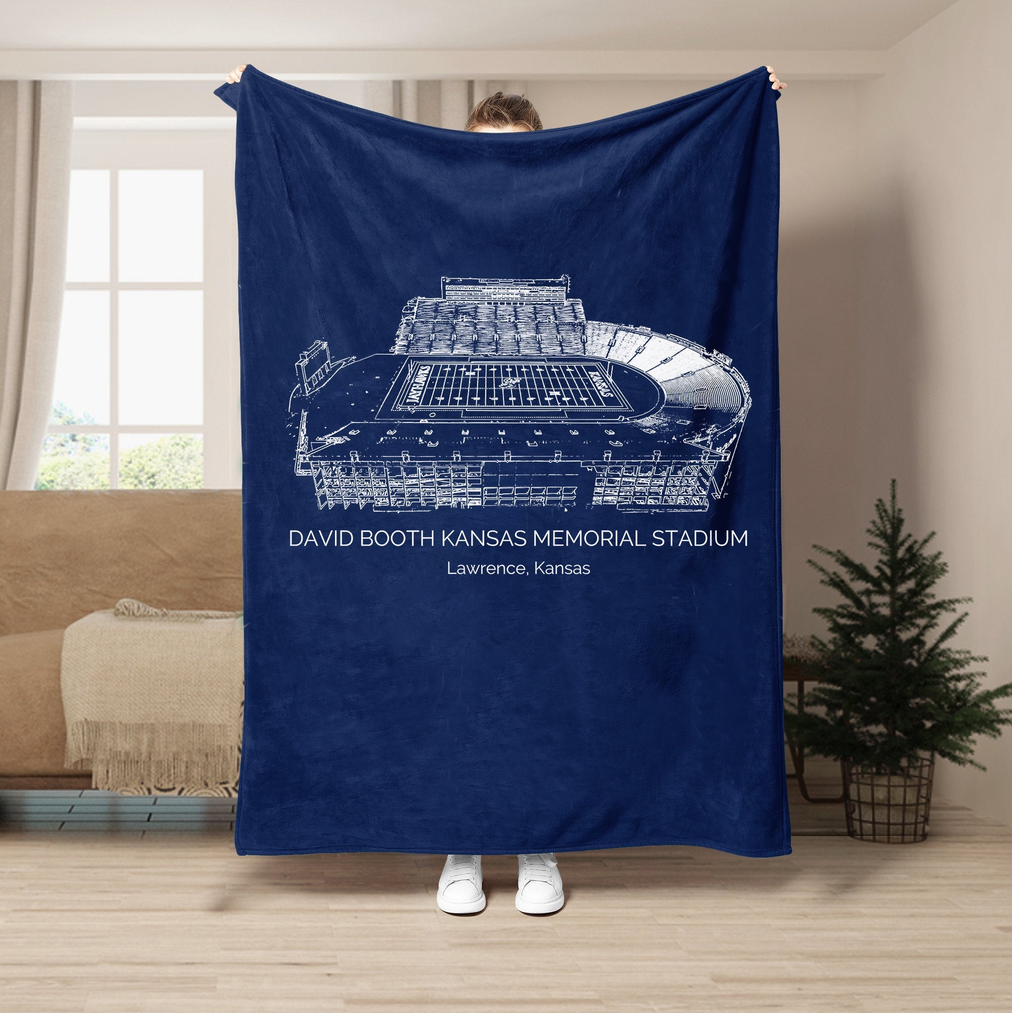 Custom Stadium Blanket David Booth Kansas Memorial Stadium - Kansas Jayhawks football, College Football Blanket