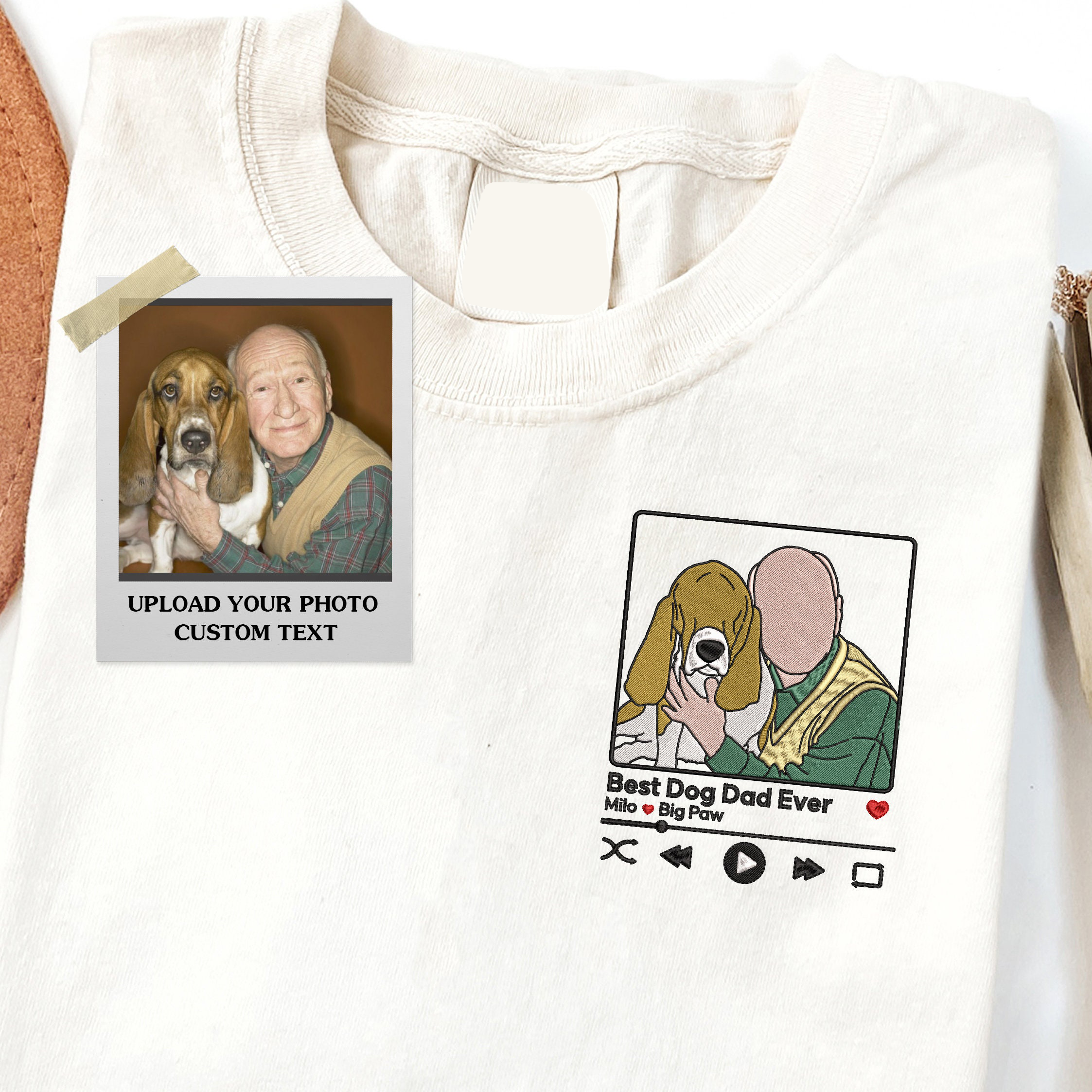 Custom Embroidered Photo Dog Dad Shirt for Father's Day