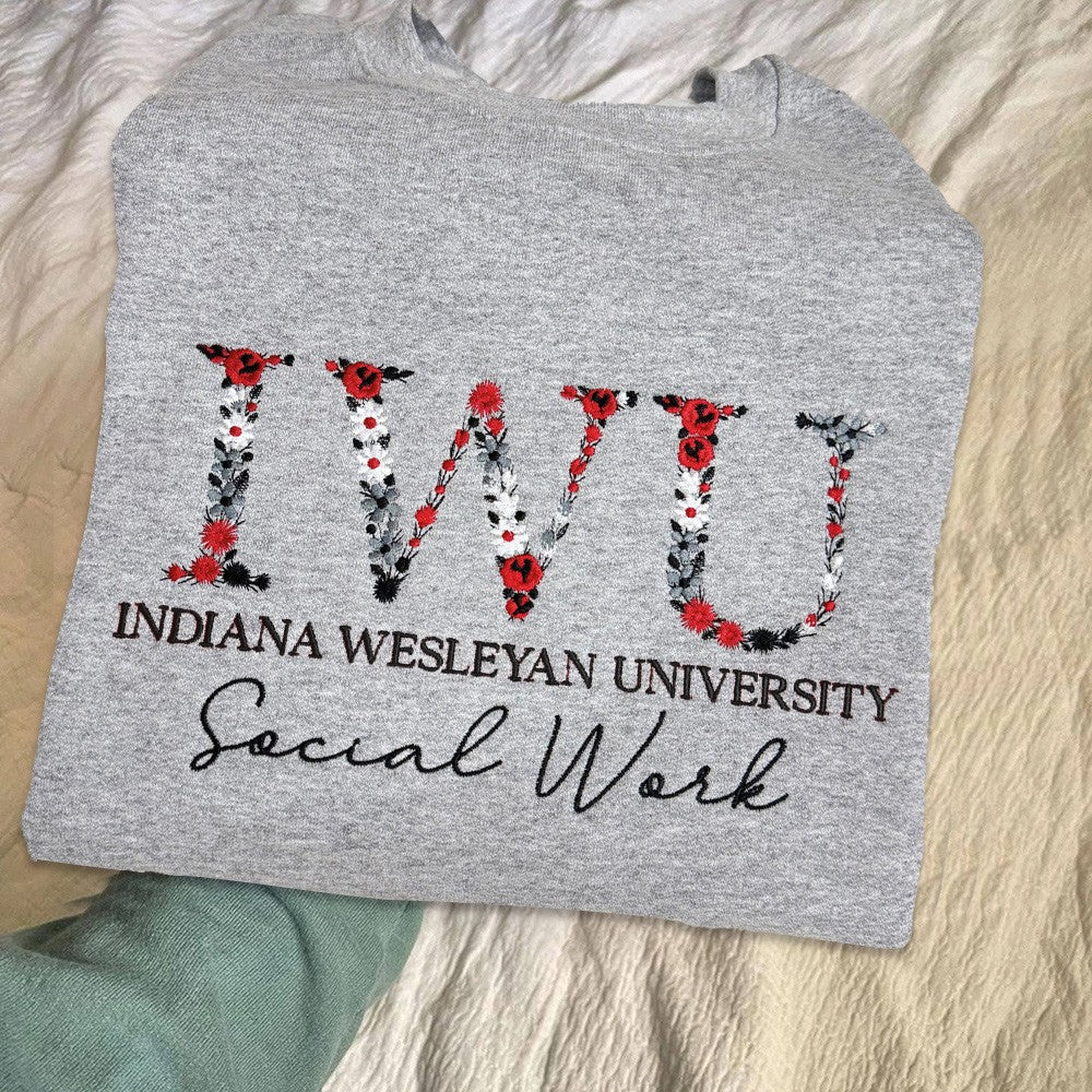 Personalized Embroidered Floral Letter College Sweatshirt Hoodie Graduation Gifts For Sorority