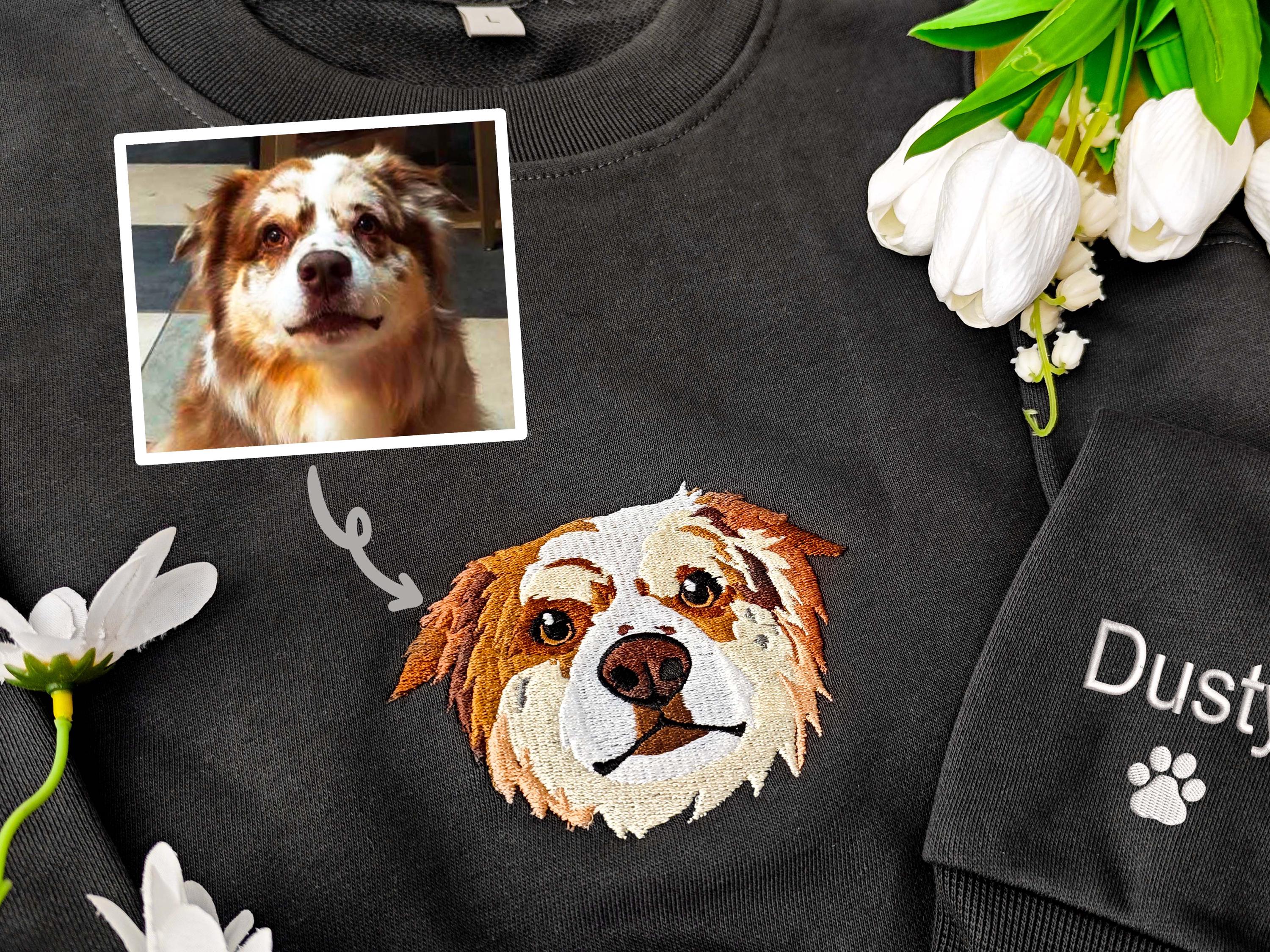 Custom Dog Face Embroidered Sweatshirt | Dog Lovers Sweatshirt