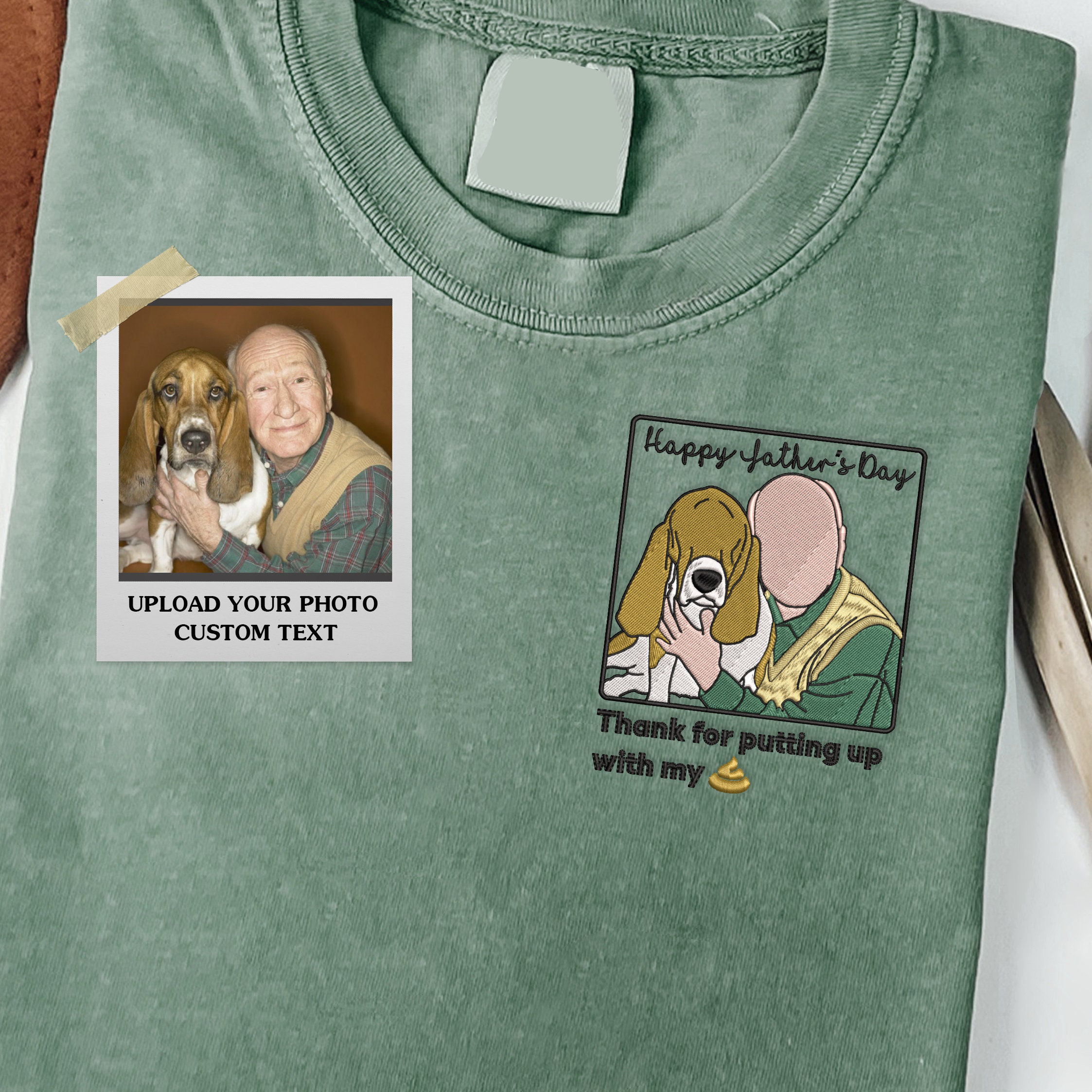 Custom Embroidered Photo Dog Dad Shirt for Father's Day