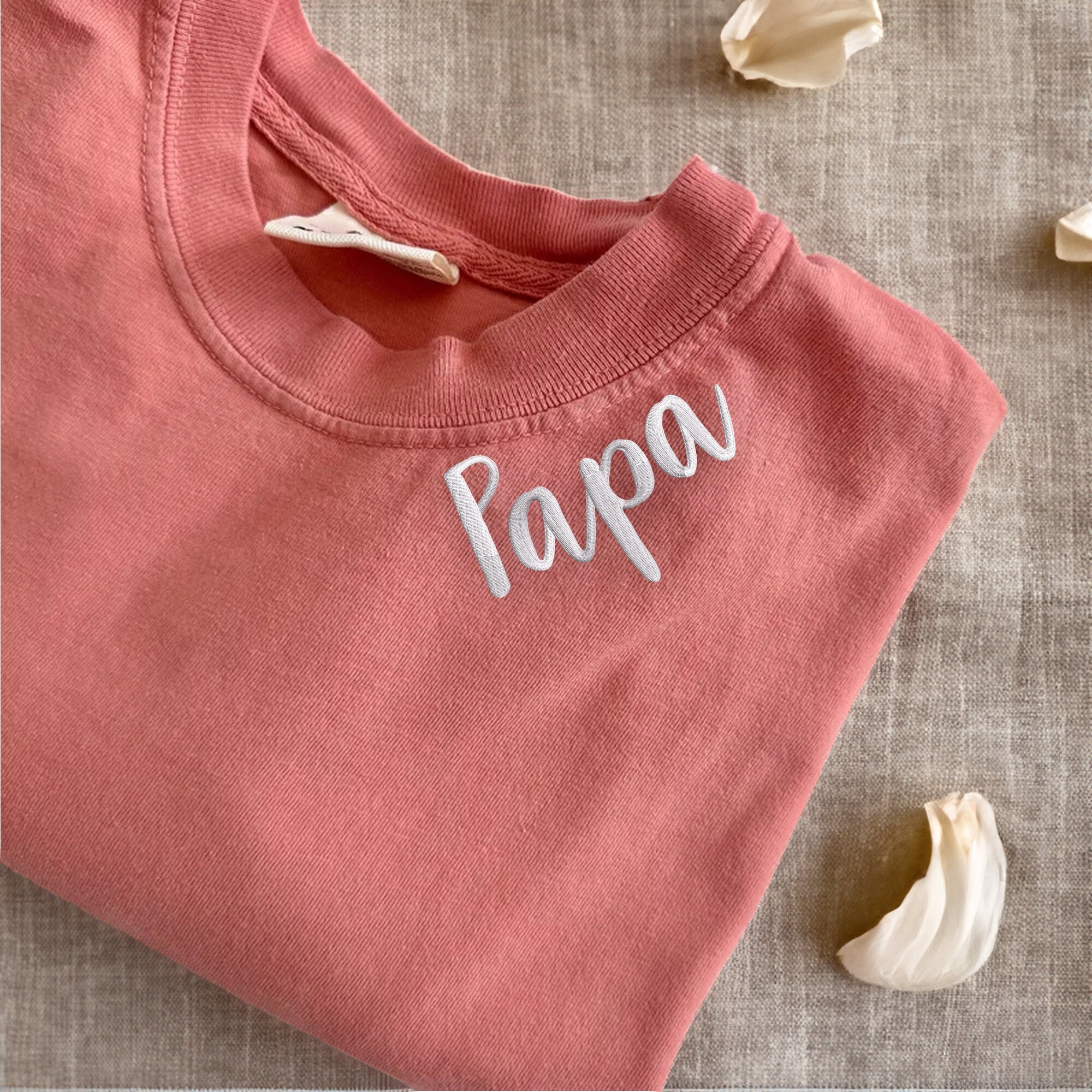 Custom Embroidered Dad T-shirt with Kids Name on Sleeve | Gifts For Father's Day