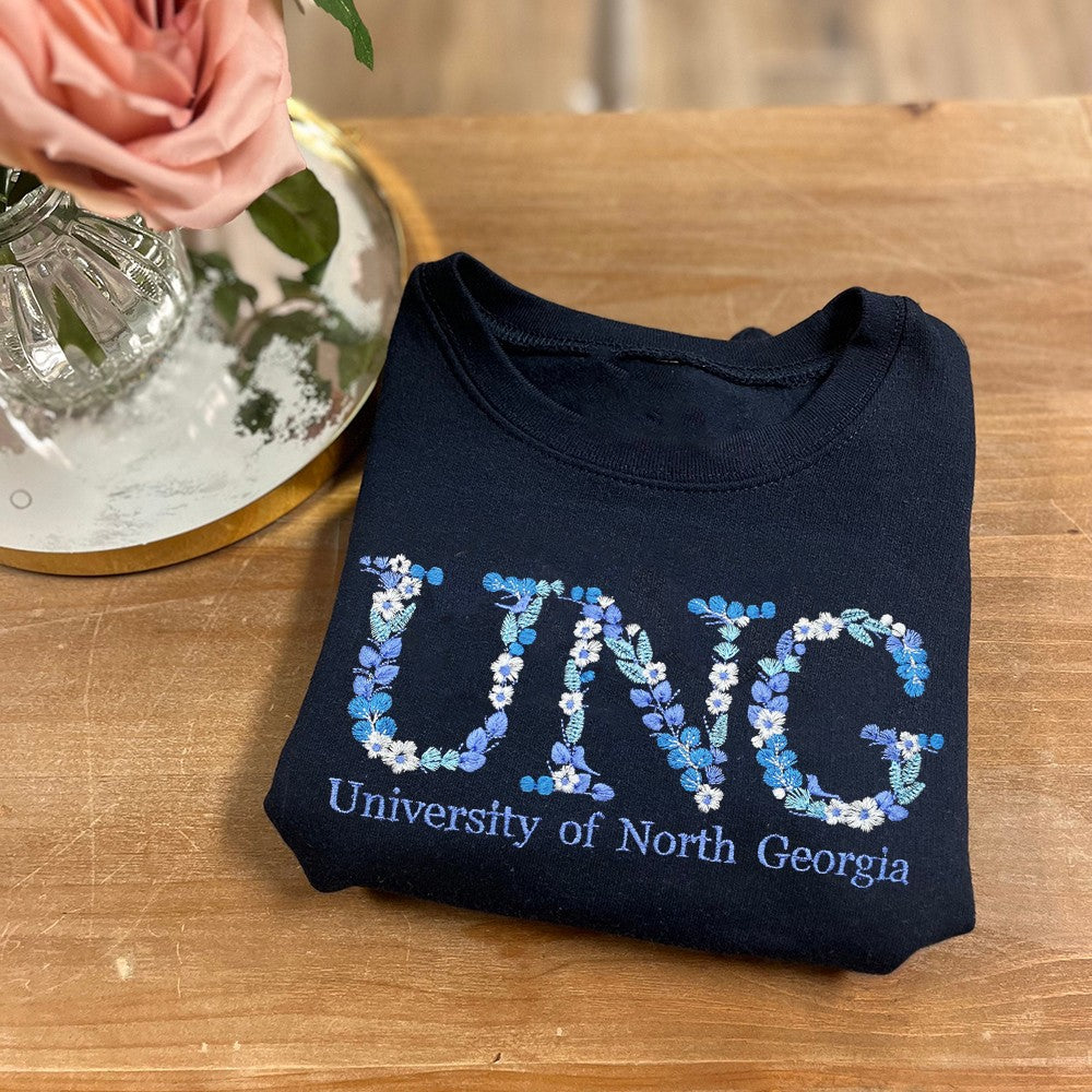 Personalized Embroidered Floral Letter College Sweatshirt Hoodie Perfect Graduation Embroidery Sorority Gift