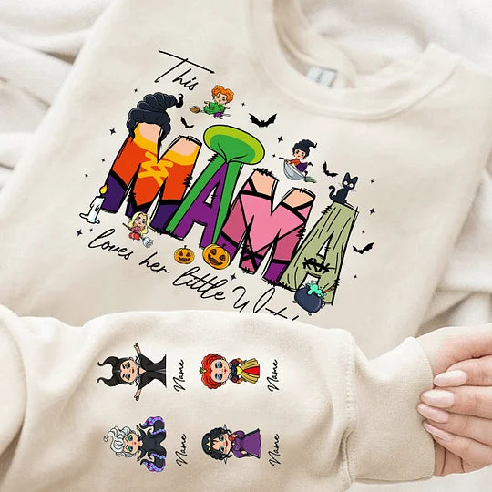 Personalized This Mama Loves Her Little Witches Custom Halloween Mama Sweatshirt With Kids Name