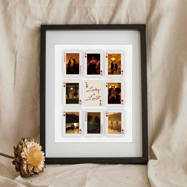 Custom Photo Playing Cards Frame | Couple Anniversary Gift | Valentine's Day gift for Boyfriend
