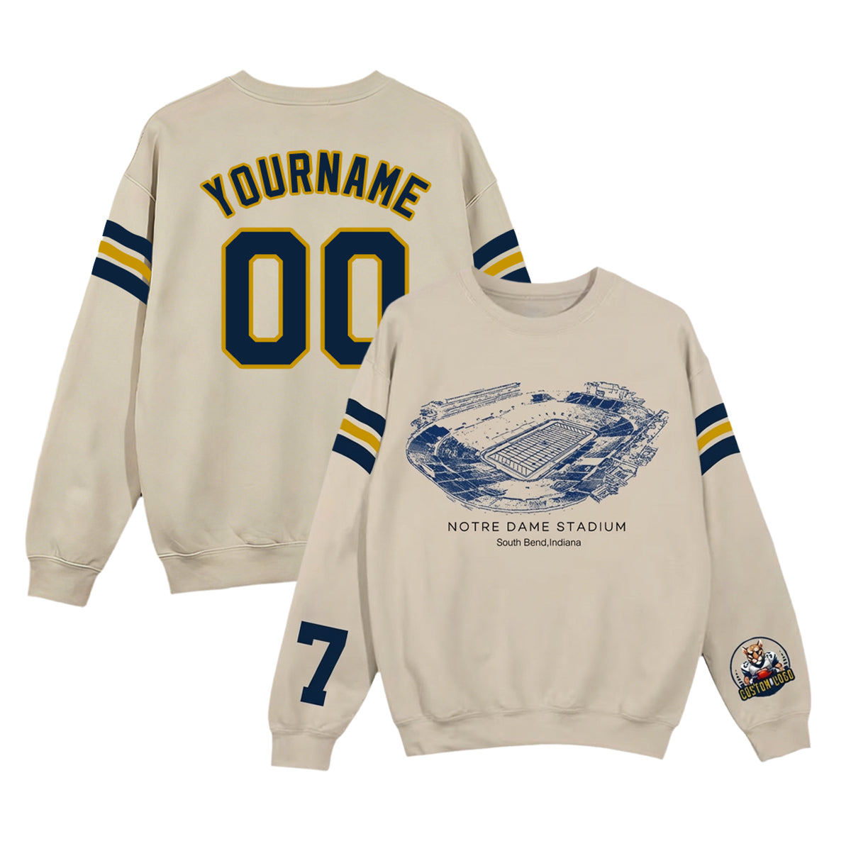 Custom Stadium Sweatshirt-Notre Dame Fighting Irish football-College Football Sweatshirt